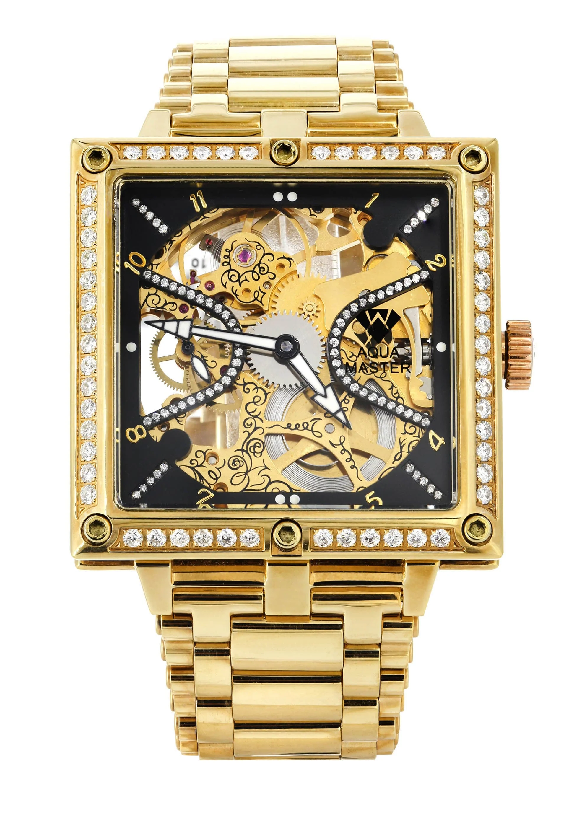 Mens Yellow Gold Tone Diamond Watch | Appx. 2.5 Carats