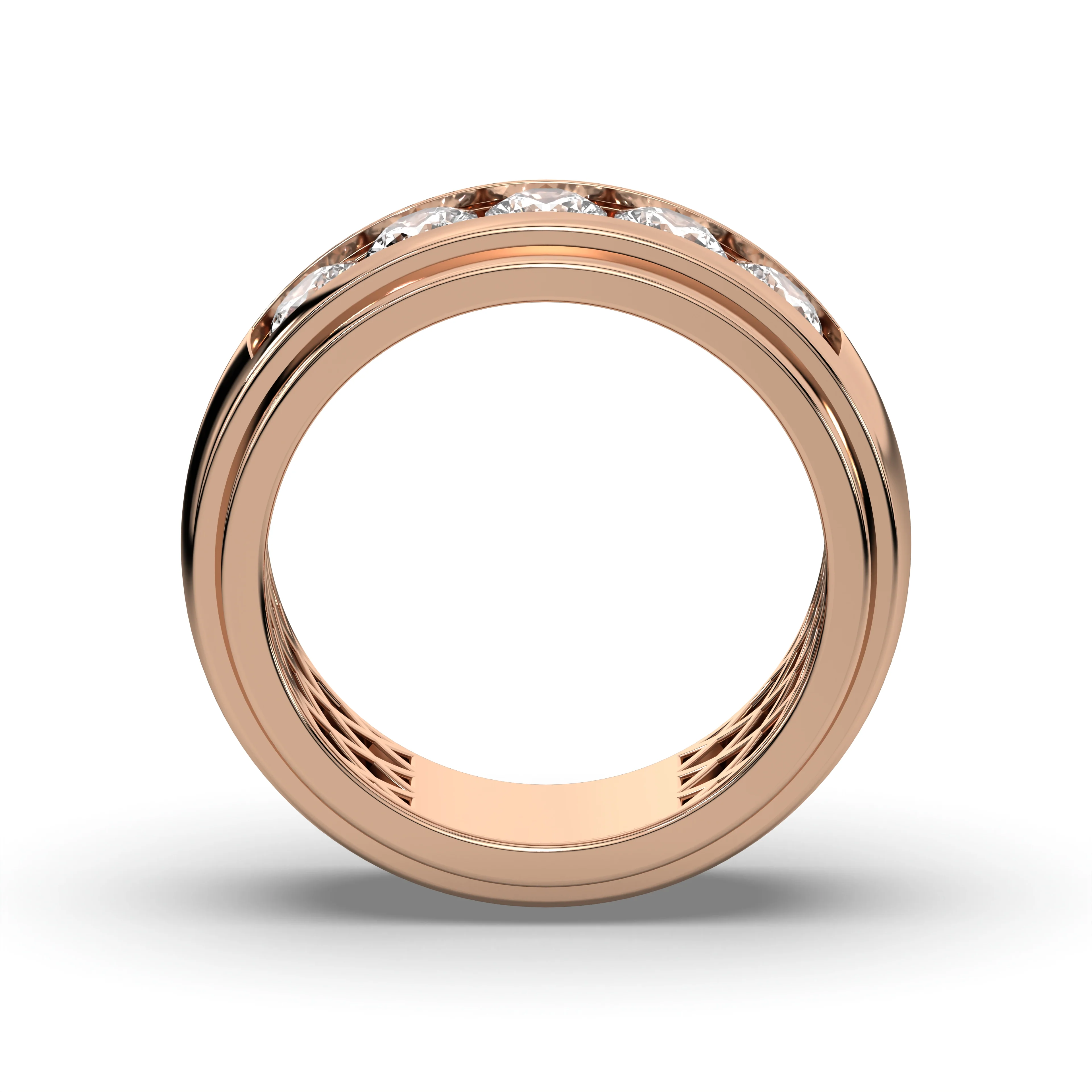 Men's Jewelry - Men's VVS Lab Diamond 5 Stone Wedding Band |  Rose Gold - Image 2
