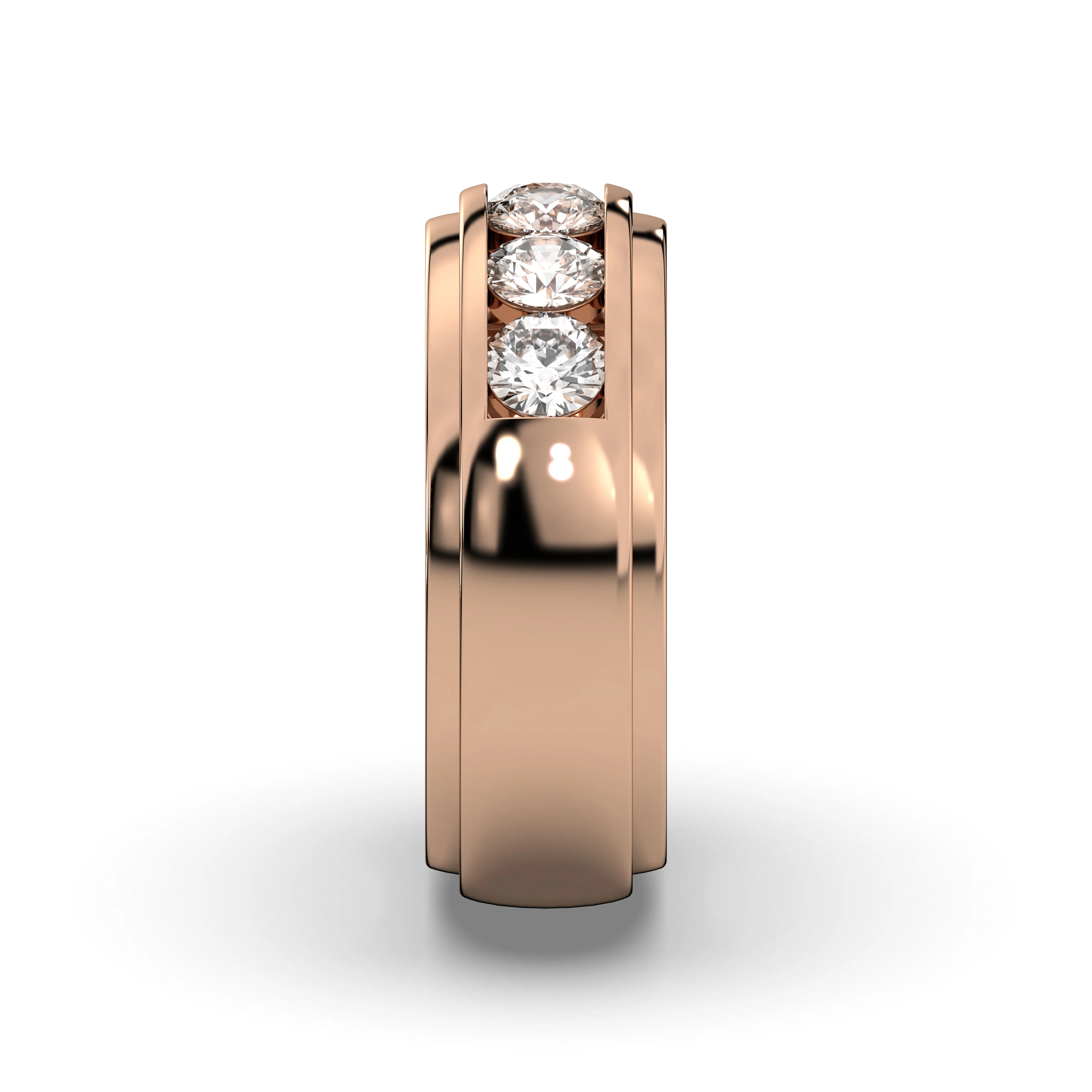 Men's Jewelry - Men's VVS Lab Diamond 5 Stone Wedding Band |  Rose Gold - Image 3