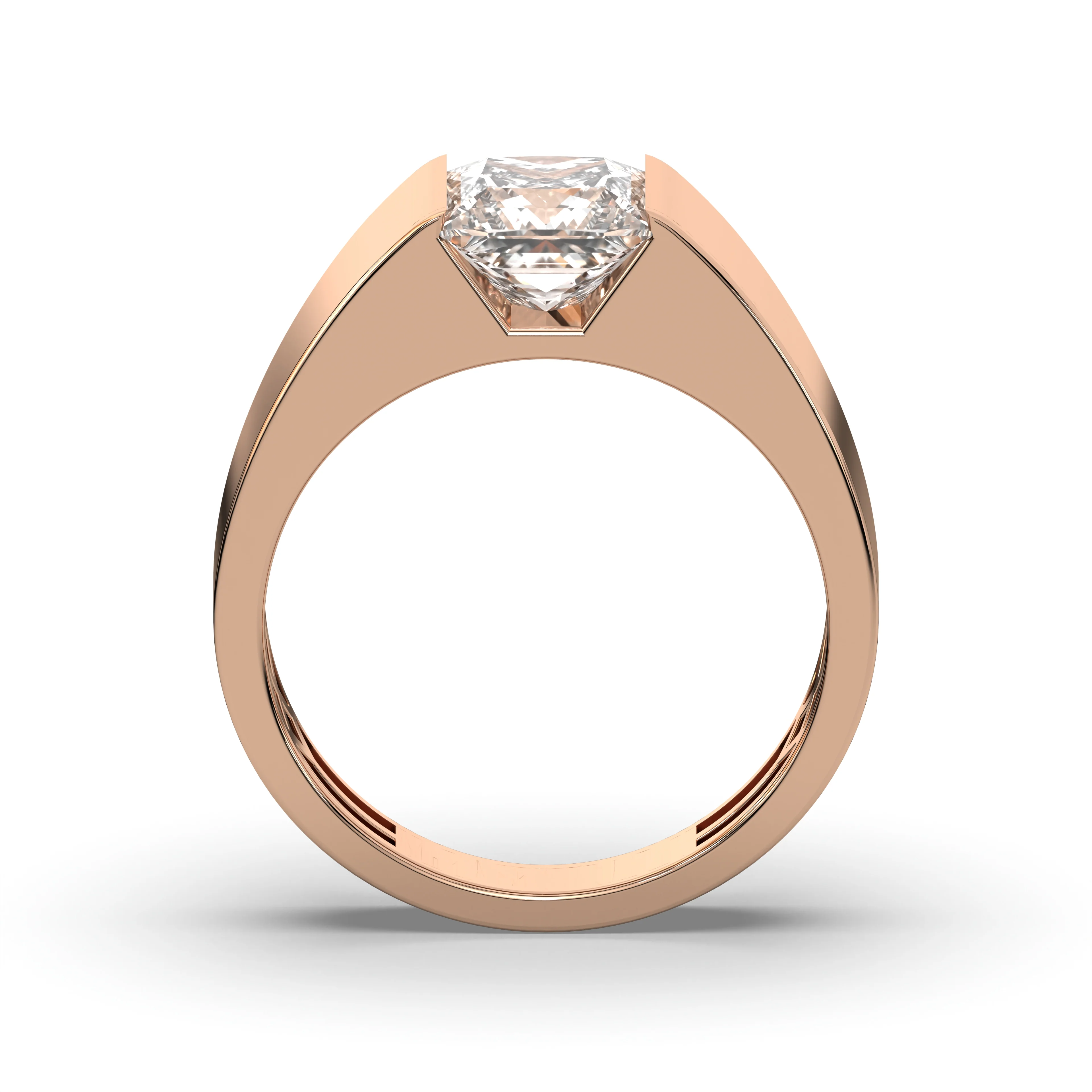 Men's Jewelry - Men's VVS Lab Diamond Princess Cut Solitaire Engagement Ring | Rose Gold - Image 2