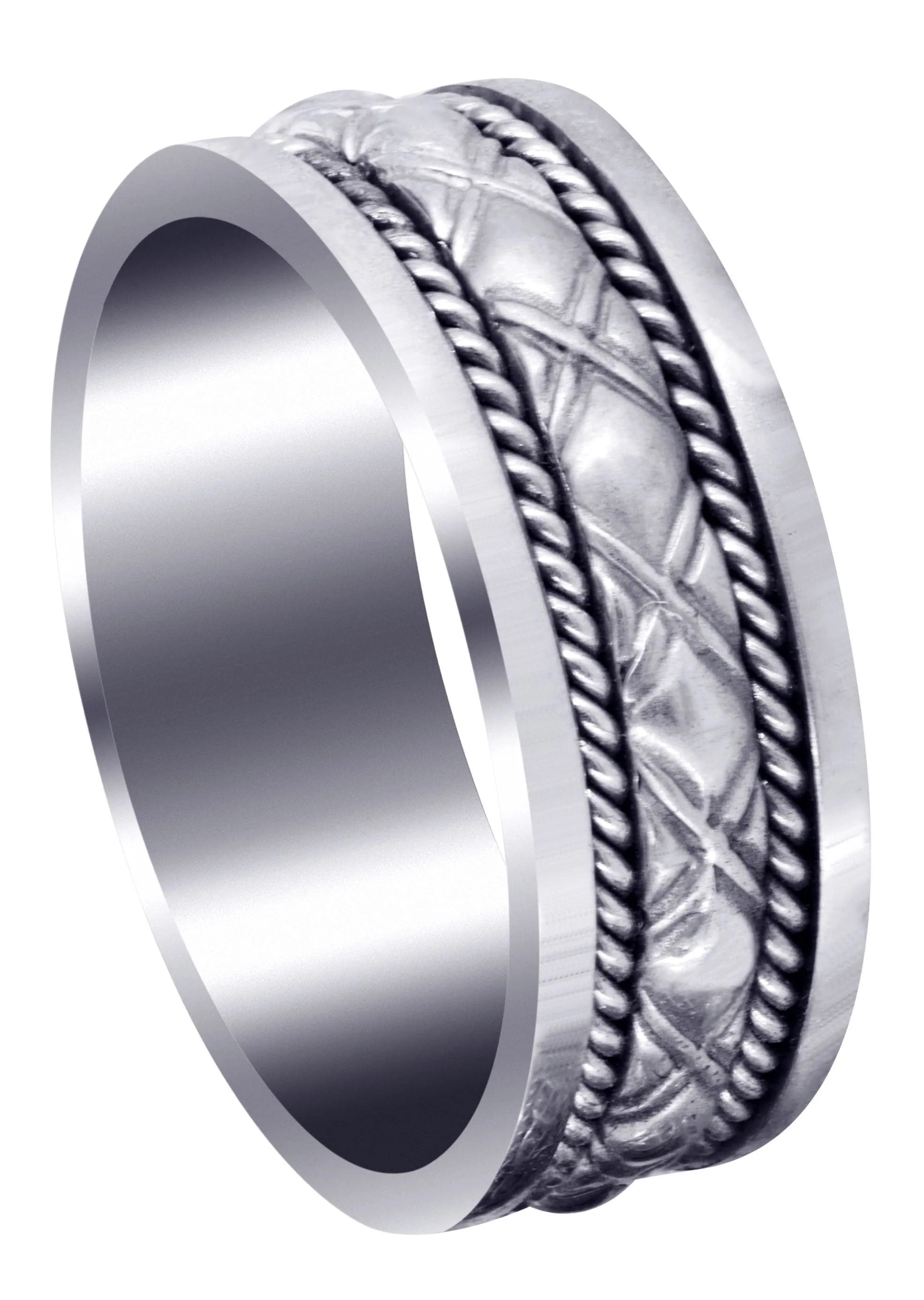 Modern Mens Wedding Band | Sand Blast / High Polish Finish (Elliott)