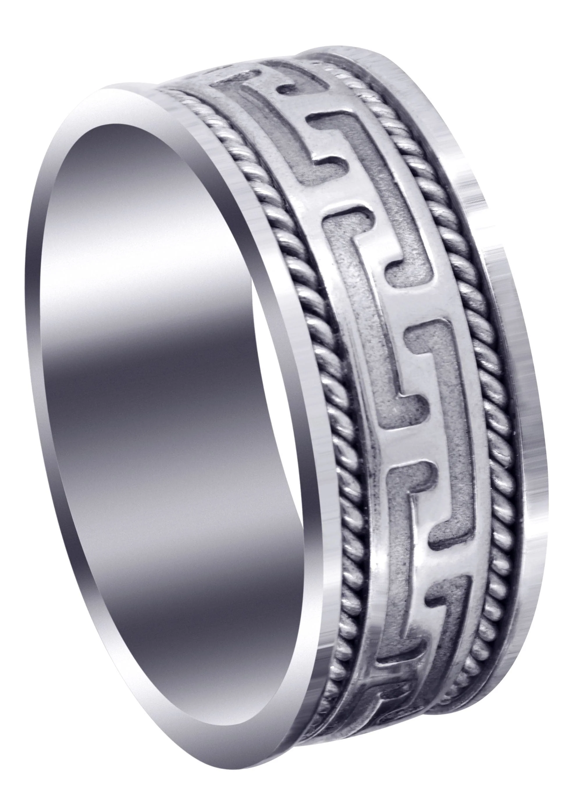 Modern Mens Wedding Band | Sand Blast / High Polish Finish (Jayce)