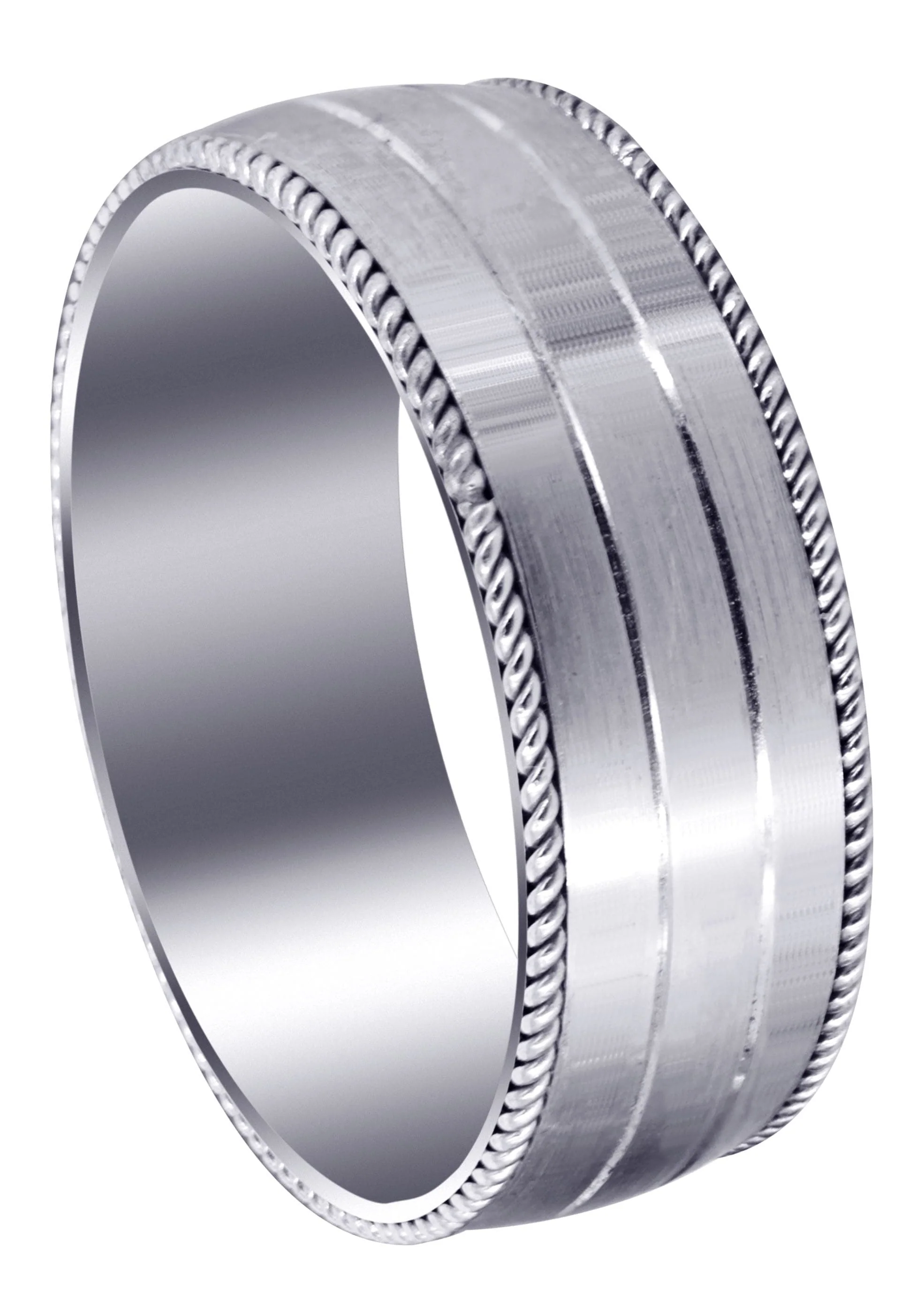 Modern Mens Wedding Band | Satin / High Polish Finish (Kaleb)