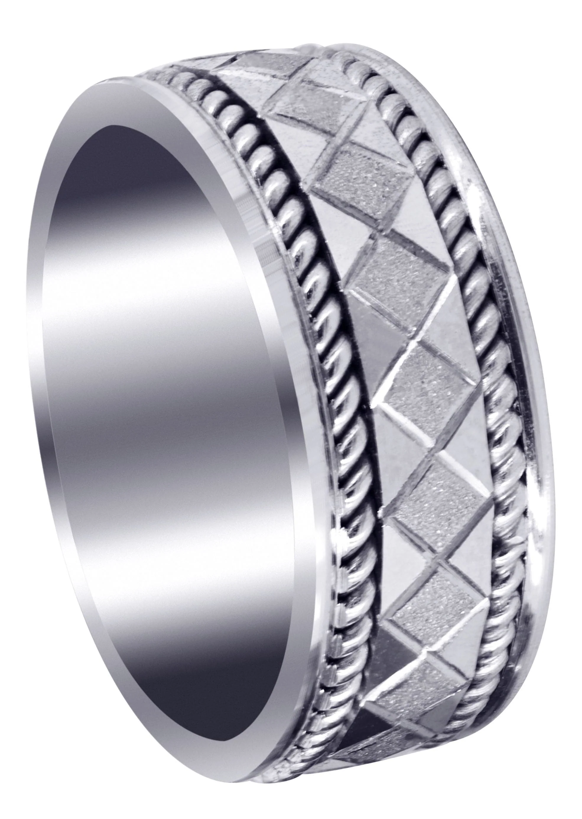 Modern Mens Wedding Band | Stone Finish Finish (Jonah)
