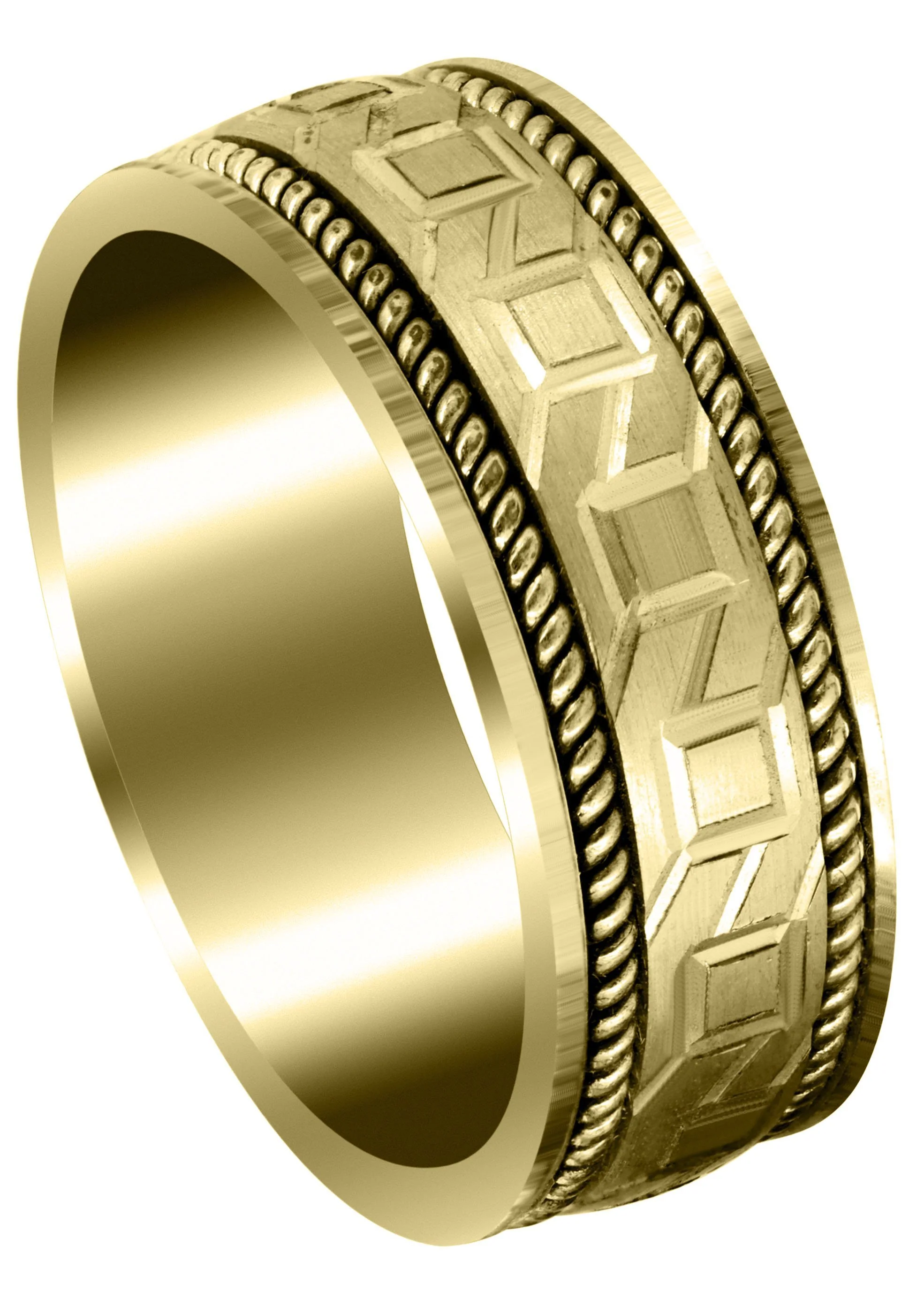 Yellow Gold Modern Mens Wedding Band | Satin Finish (Lorenzo)