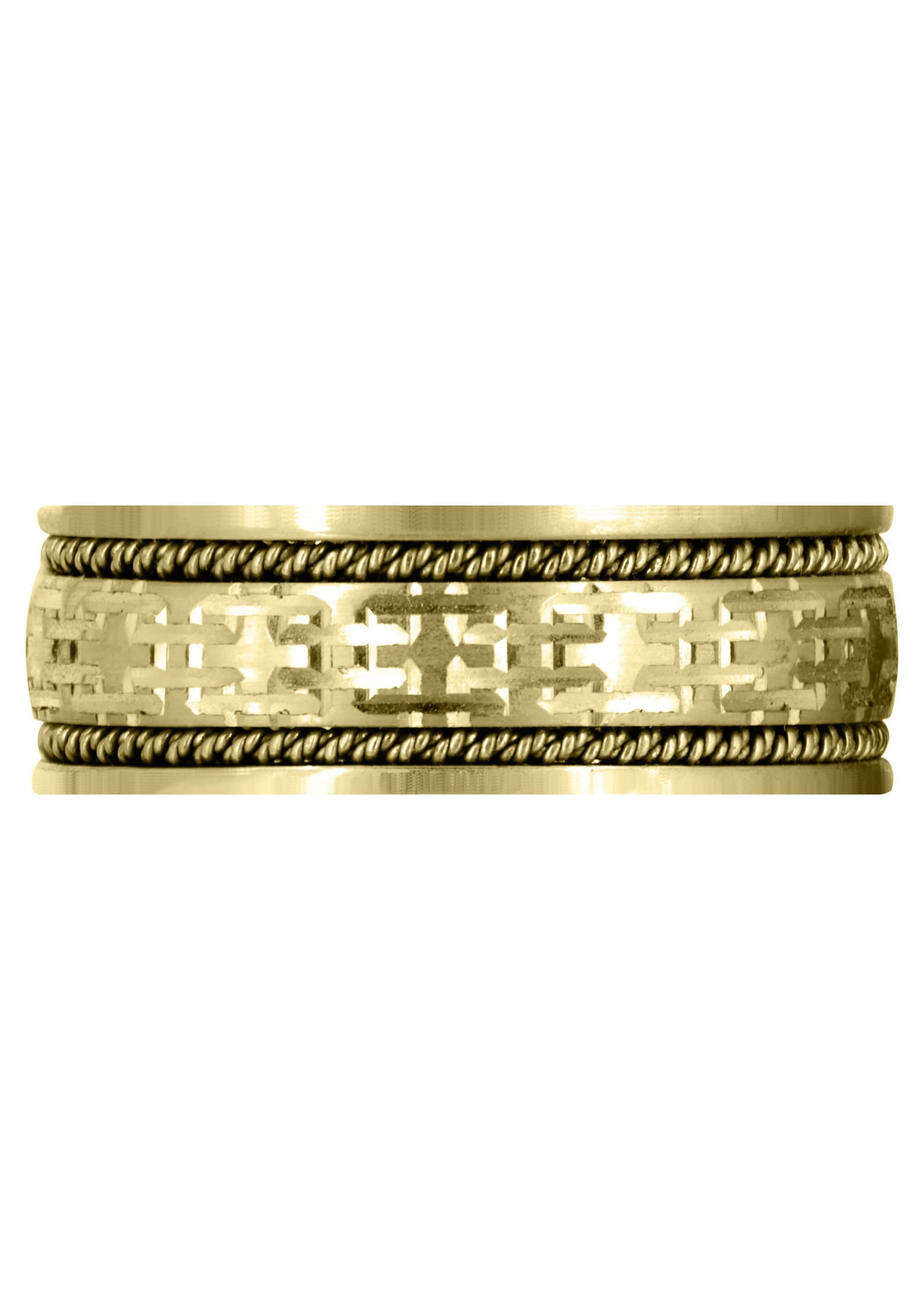 Yellow Gold Modern Mens Wedding Band | Satin Finish (Omar) - Image 2