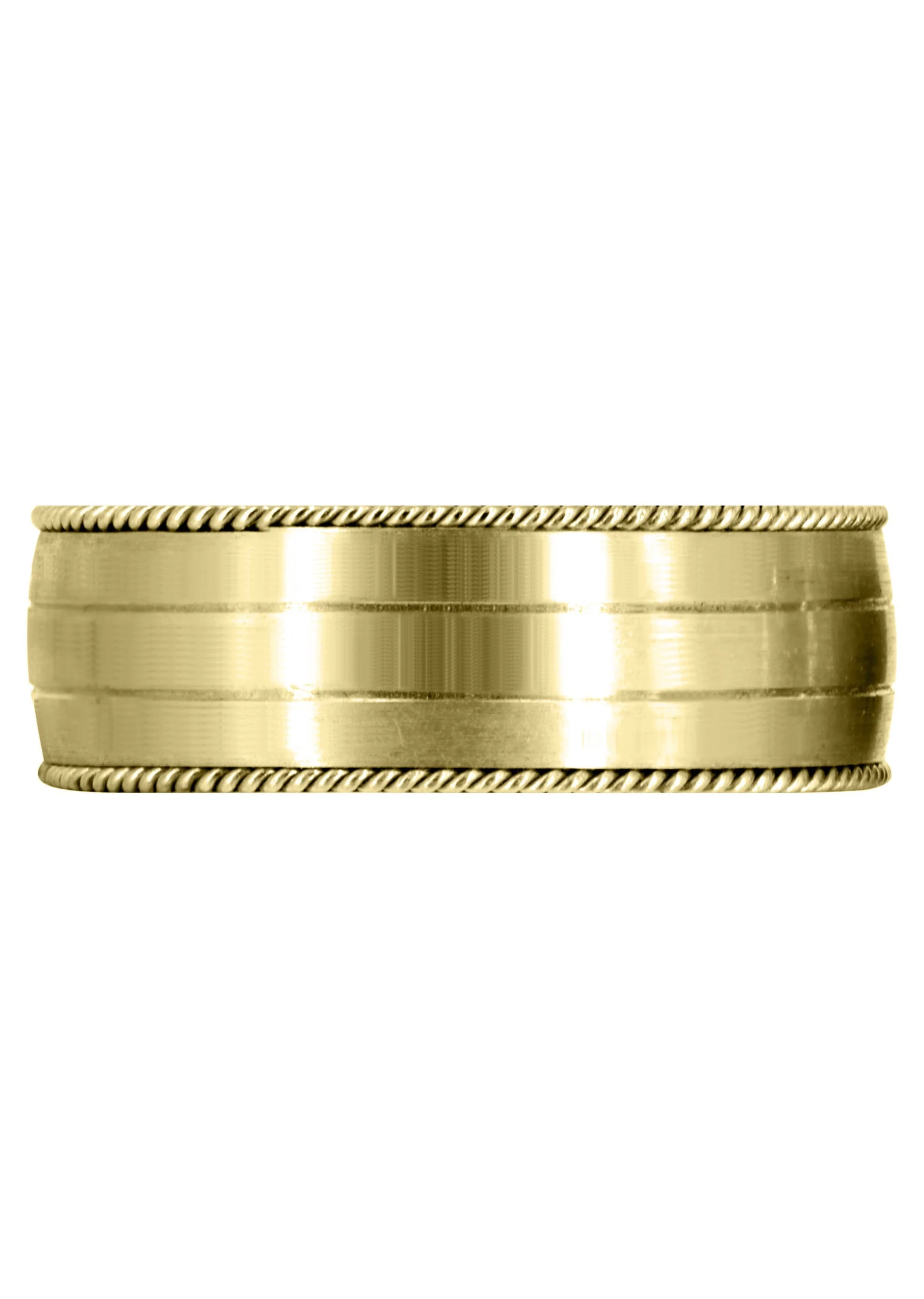 Yellow Gold Modern Mens Wedding Band | Satin / High Polish Finish (Kaleb) - Image 2
