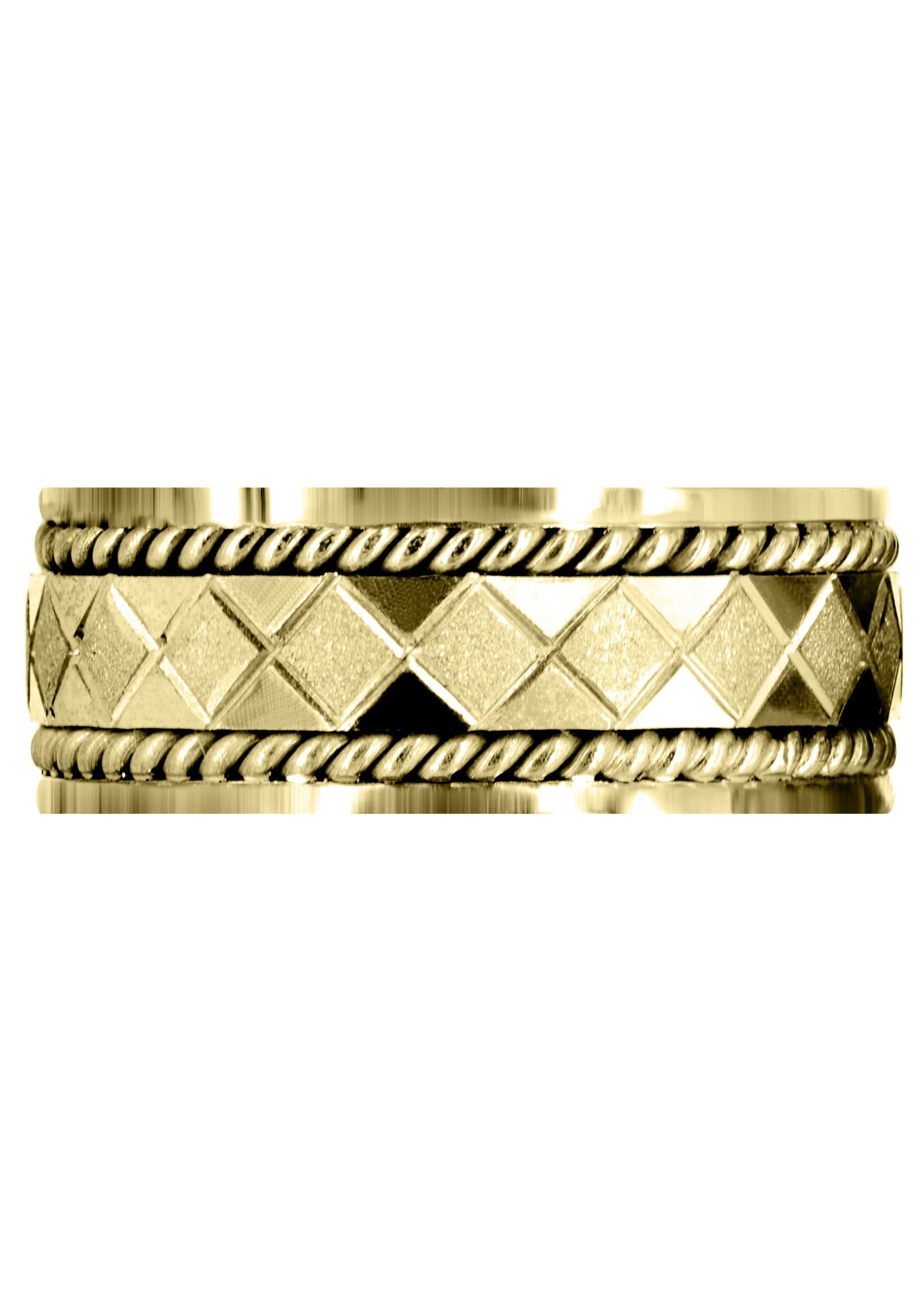 Yellow Gold Modern Mens Wedding Band | Stone Finish Finish (Jonah) - Image 2