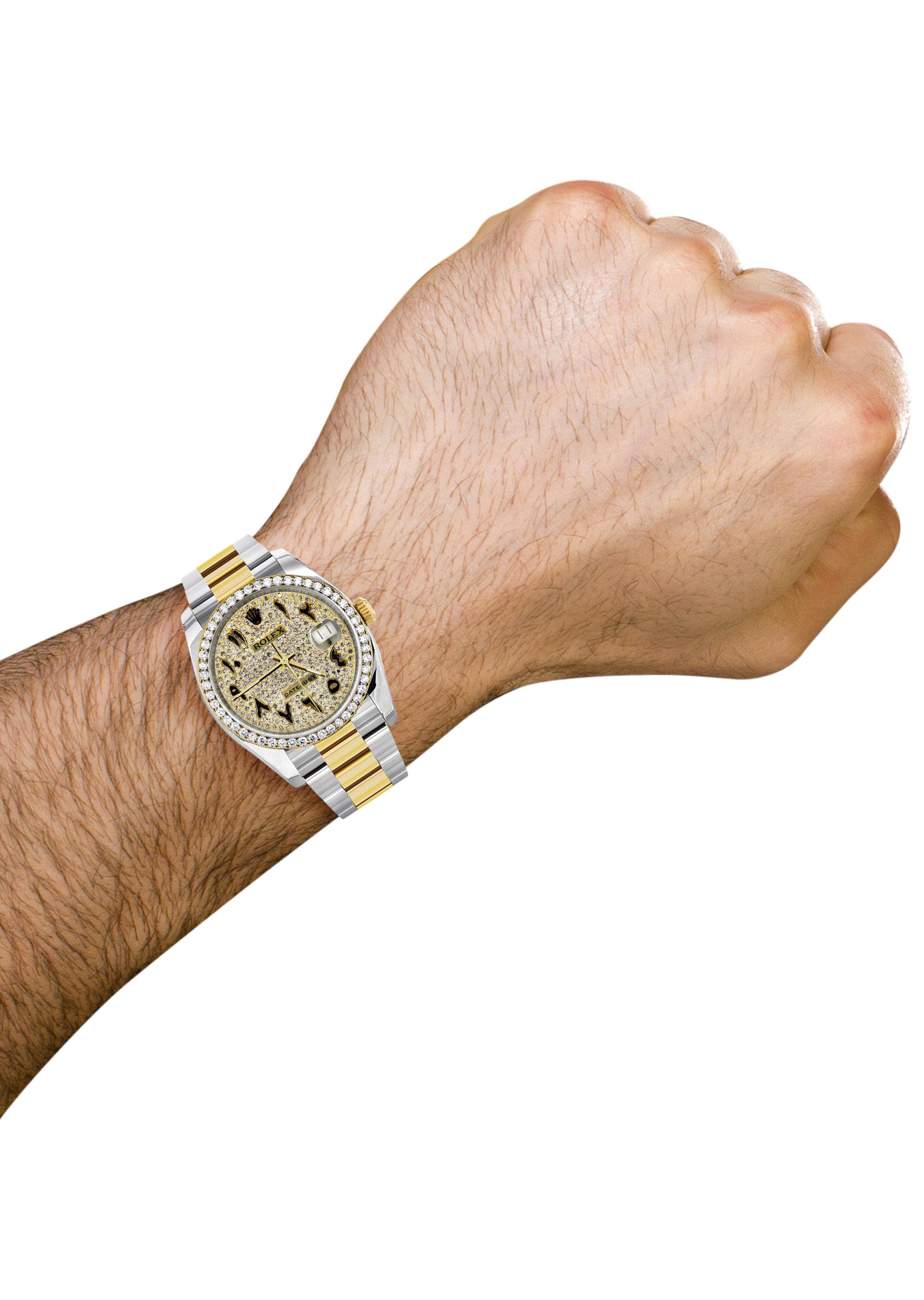 116233 | Diamond Gold Rolex Watch For Men | 36MM | Arabic Diamond Dial | Oyster Band - Image 3