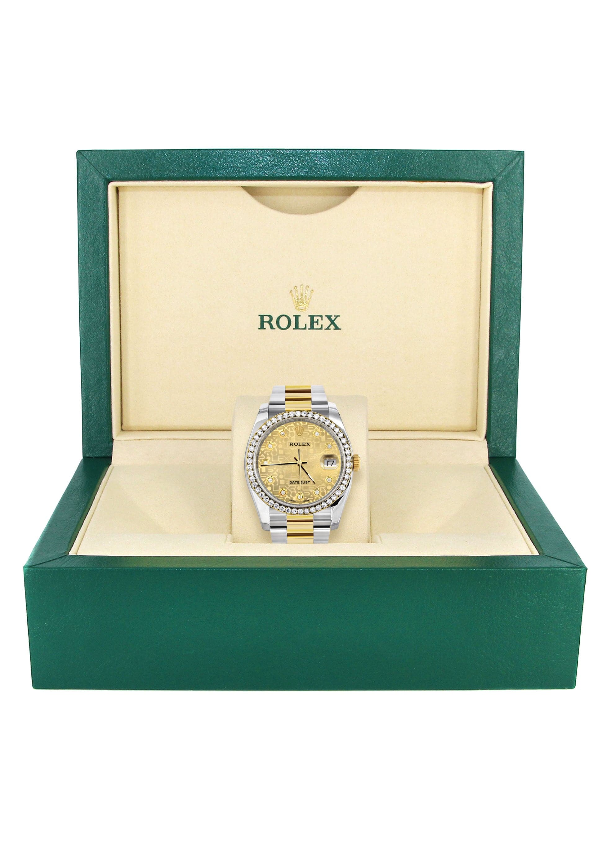 116233 | Diamond Gold Rolex Watch For Men | 36Mm | Gold Texture Dial | Oyster Band - Image 2
