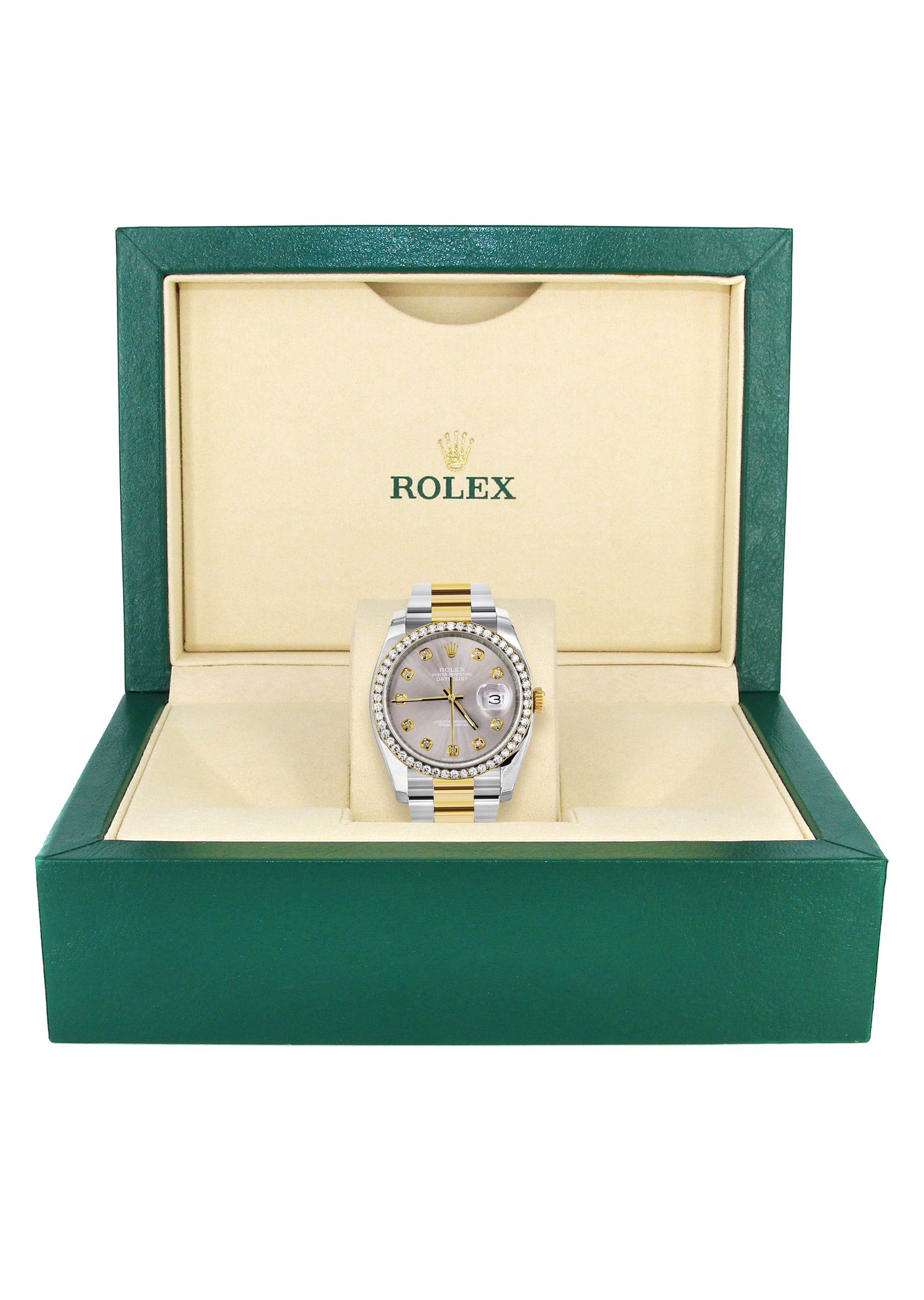 116233 | Diamond Gold Rolex Watch For Men | 36Mm | Gray Dial | Oyster Band - Image 2