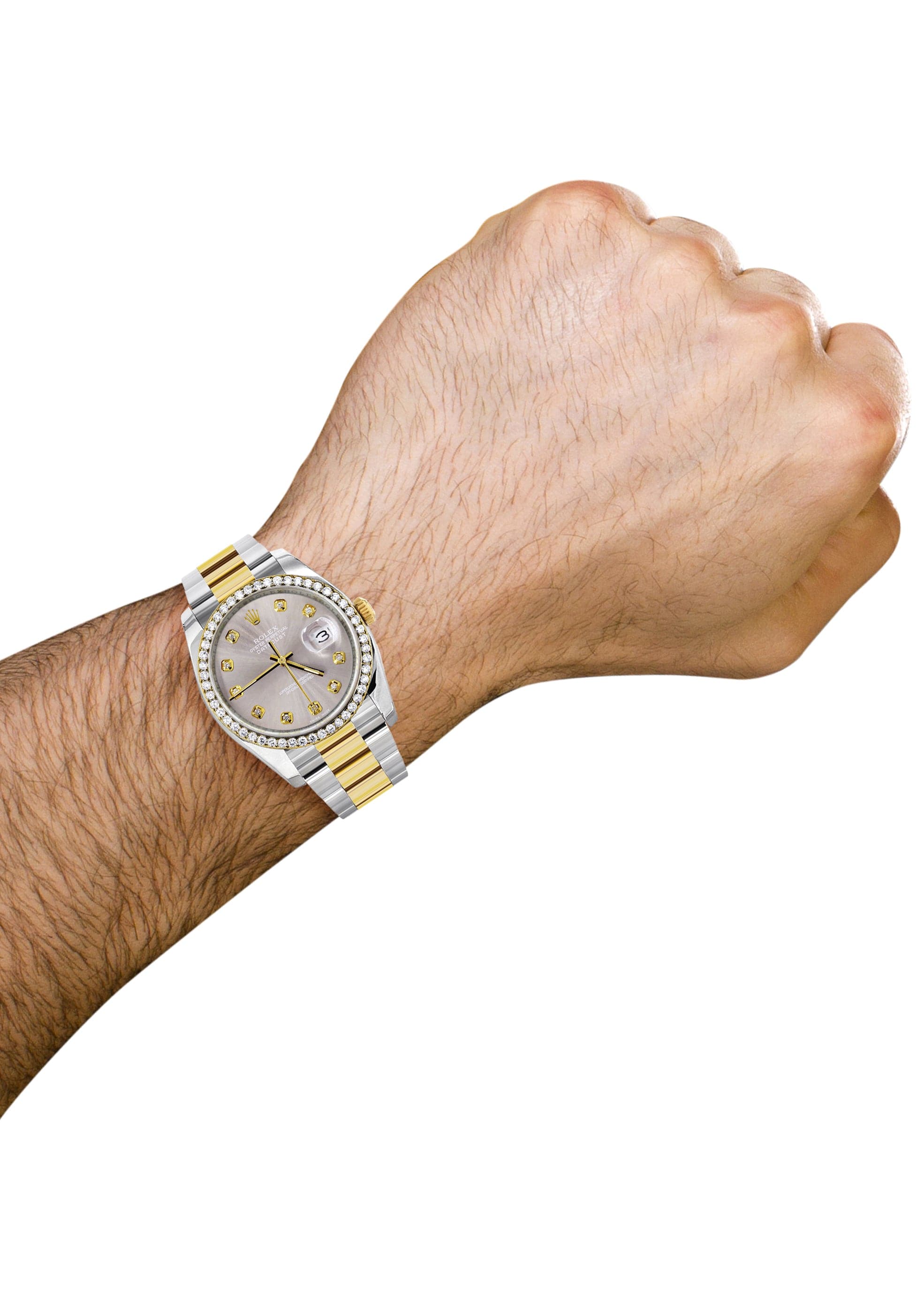 116233 | Diamond Gold Rolex Watch For Men | 36Mm | Gray Dial | Oyster Band - Image 3