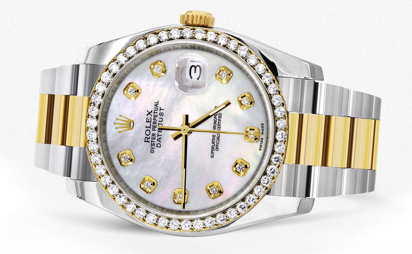 116233 | Diamond Gold Rolex Watch For Men | 36Mm | Mother Of Pearl Dial | Oyster Band - Image 4