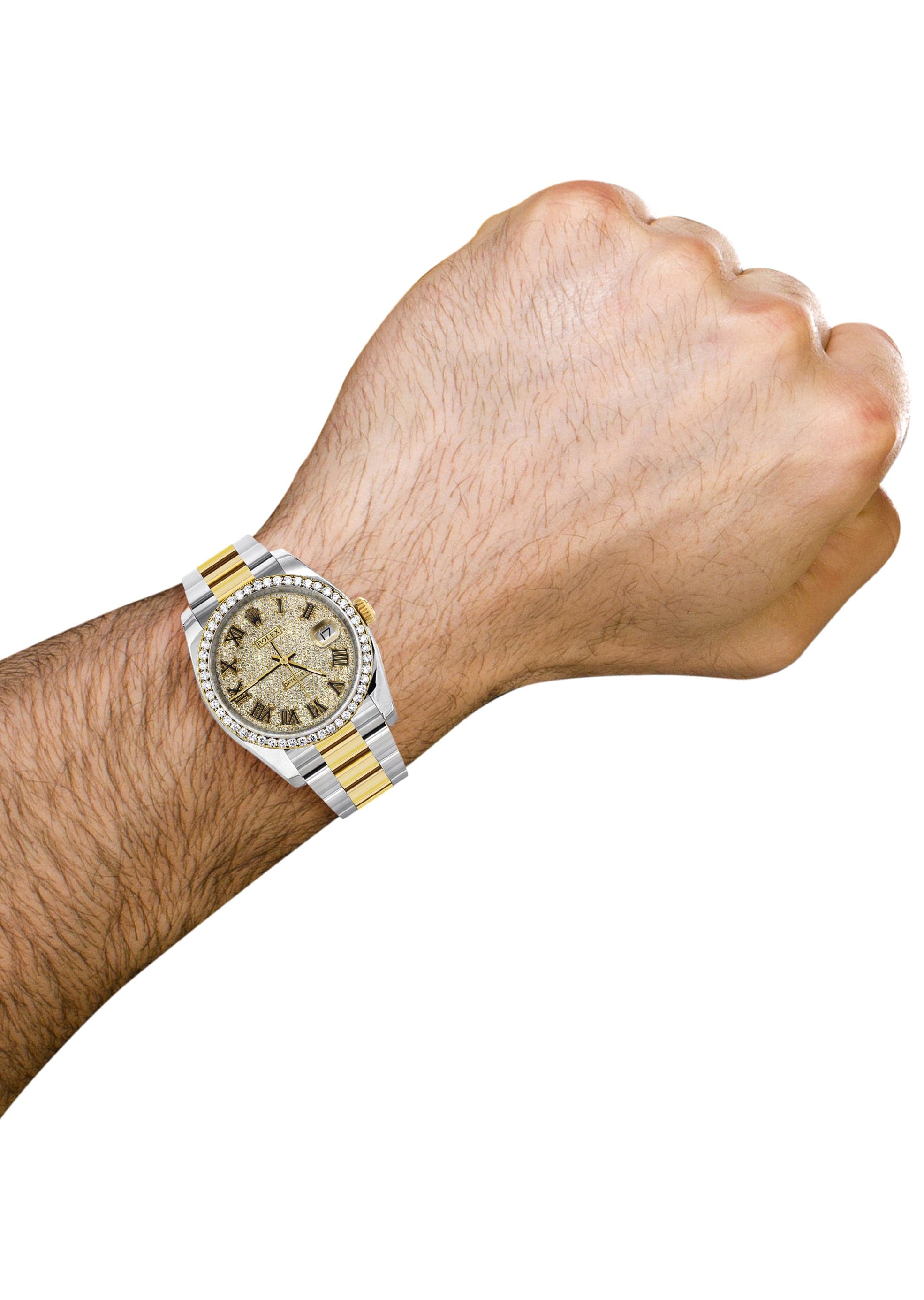 116233 | Diamond Gold Rolex Watch For Men | 36MM | Roman Diamond Dial | Oyster Band - Image 3