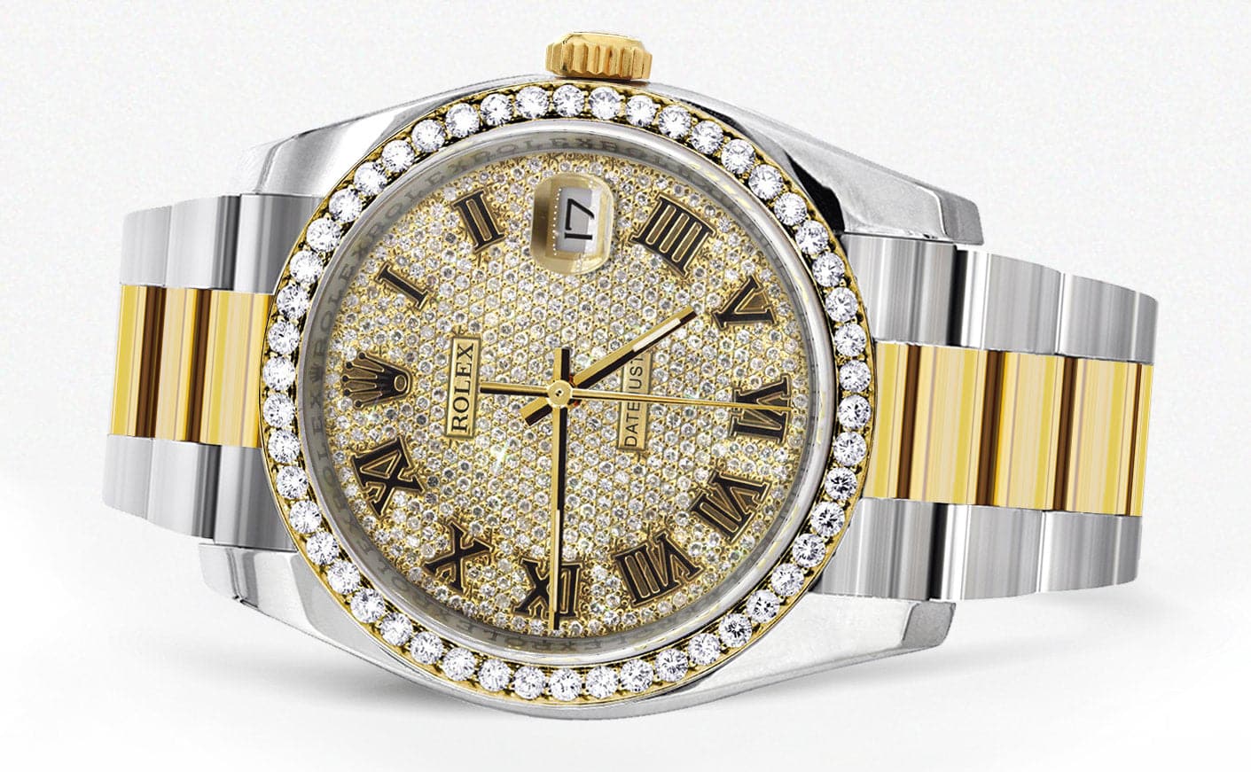 116233 | Diamond Gold Rolex Watch For Men | 36MM | Roman Diamond Dial | Oyster Band - Image 4