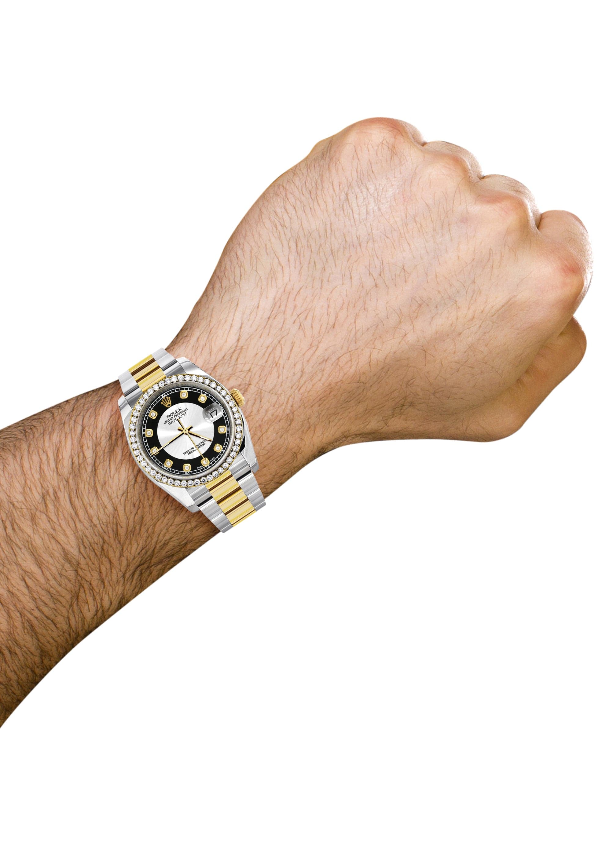 116233 | Diamond Gold Rolex Watch For Men | 36Mm | Tuxedo Dial | Oyster Band - Image 3