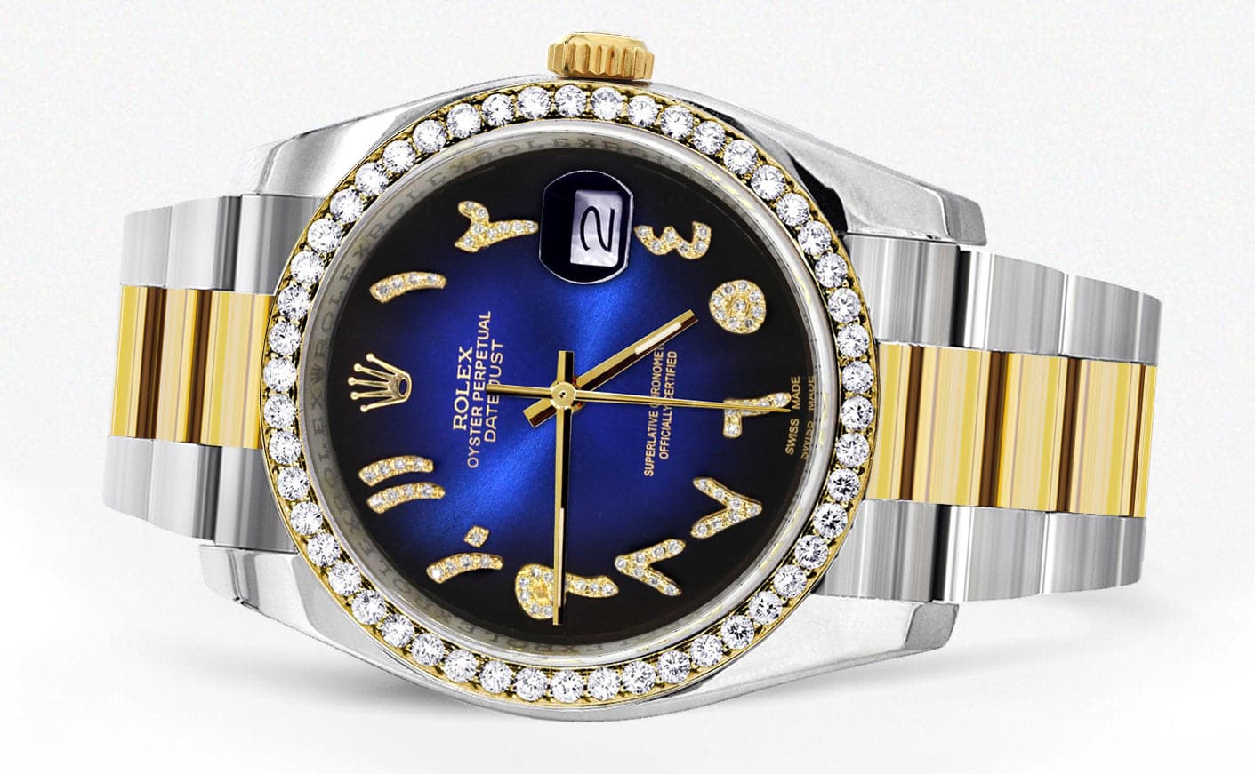 116233 | Gold & Steel Rolex Datejust Watch | 36Mm | Blue Black Arabic Diamond Dial | Oyster Band - Image 4