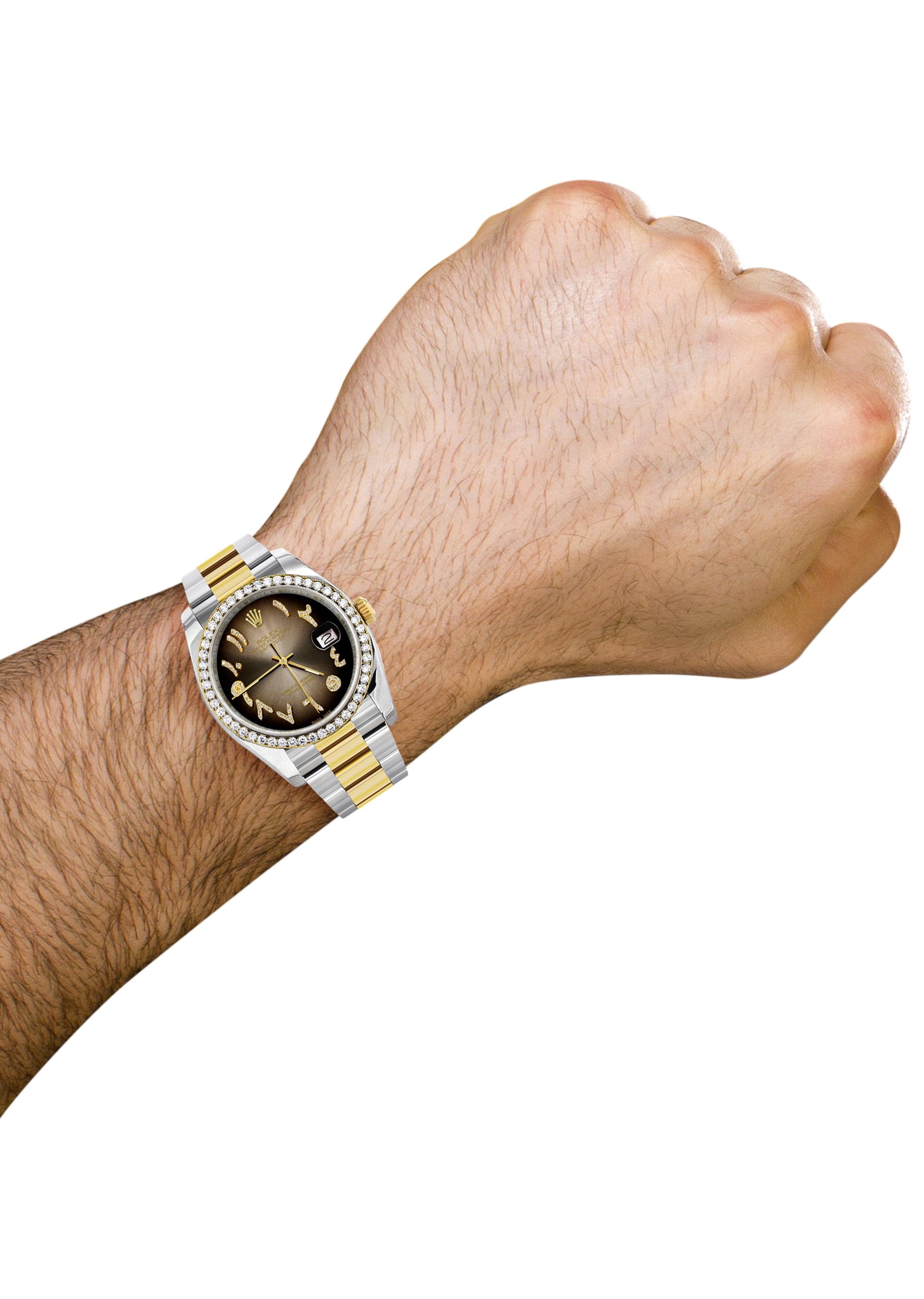 116233 | Gold & Steel Rolex Datejust Watch | 36Mm | Brown Arabic Diamond Dial | Oyster Band - Image 3
