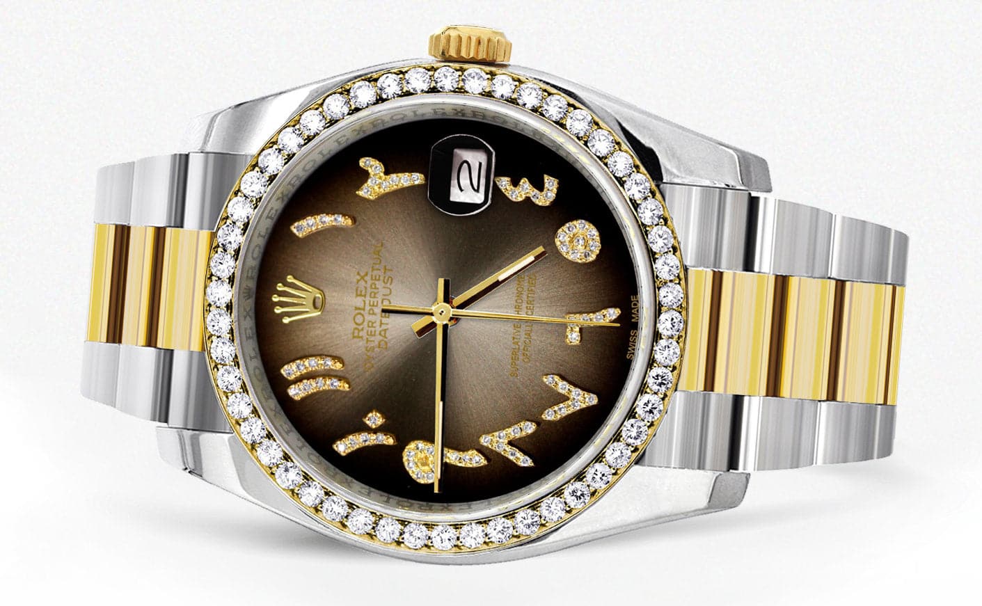 116233 | Gold & Steel Rolex Datejust Watch | 36Mm | Brown Arabic Diamond Dial | Oyster Band - Image 4