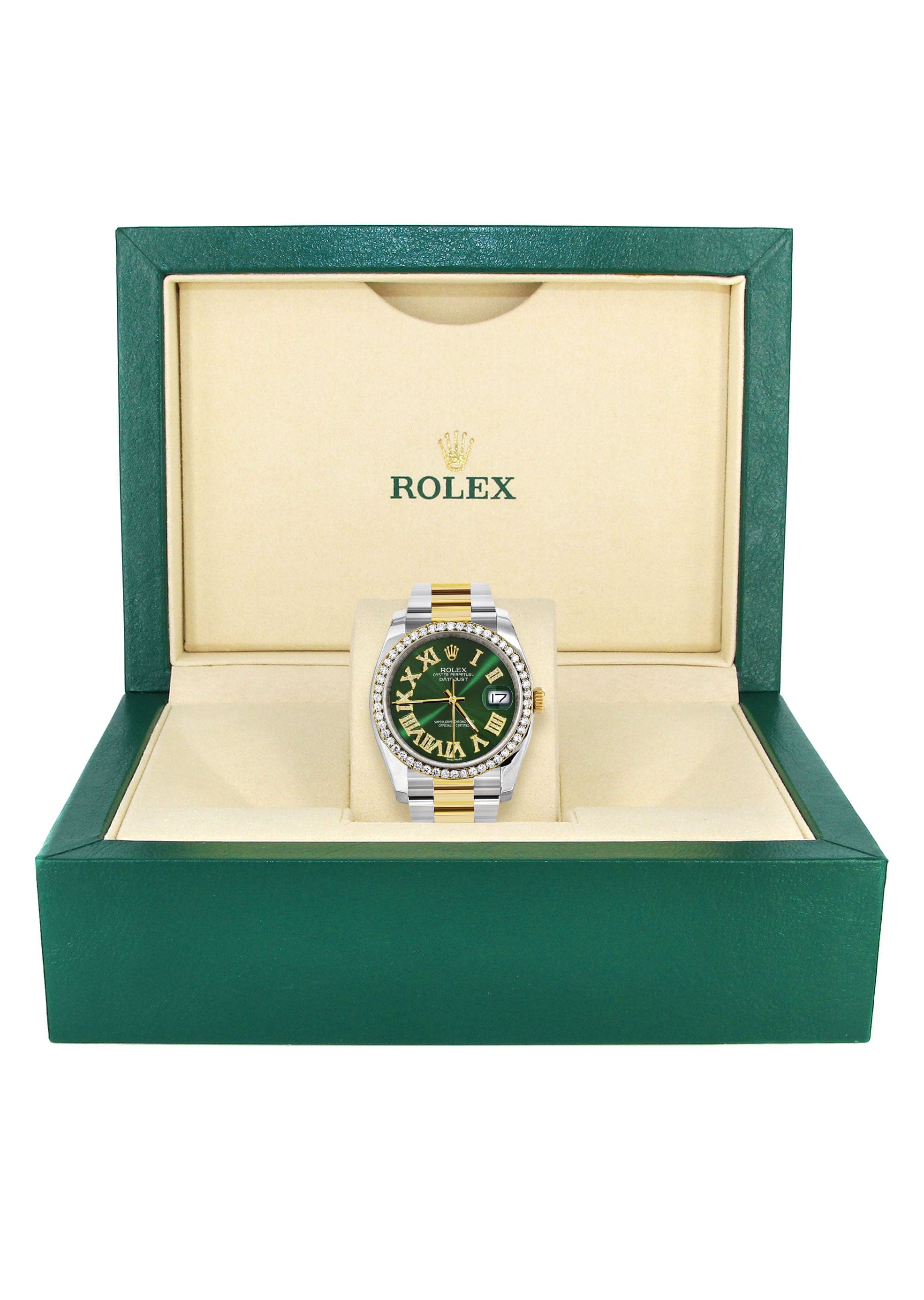 116233 | Gold & Steel Rolex Datejust Watch | 36Mm | Green Roman Diamond Dial | Oyster Band - Image 2