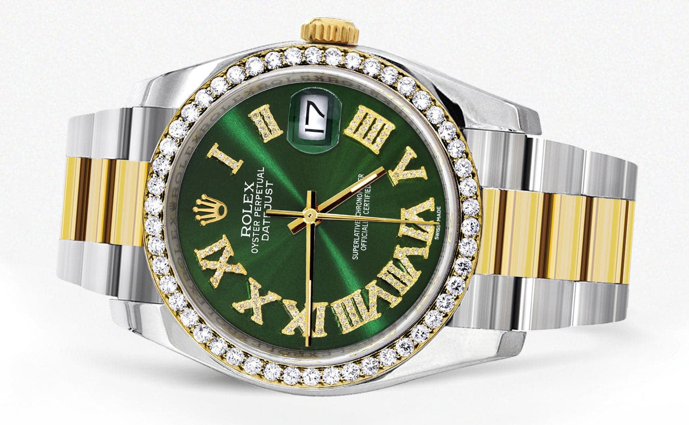 116233 | Gold & Steel Rolex Datejust Watch | 36Mm | Green Roman Diamond Dial | Oyster Band - Image 4