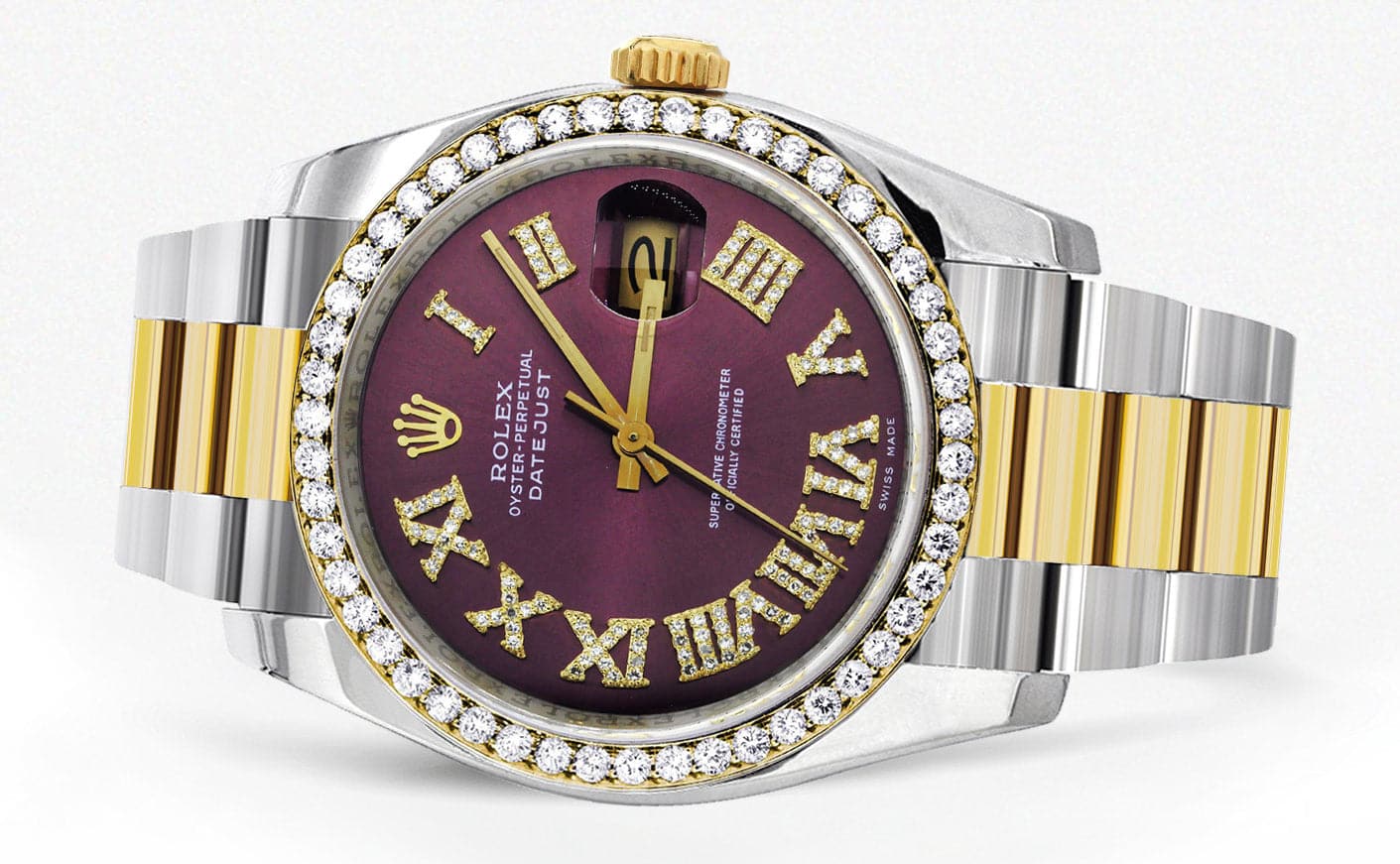 116233 | Gold & Steel Rolex Datejust Watch | 36Mm | Purple Roman Diamond Dial | Oyster Band - Image 3