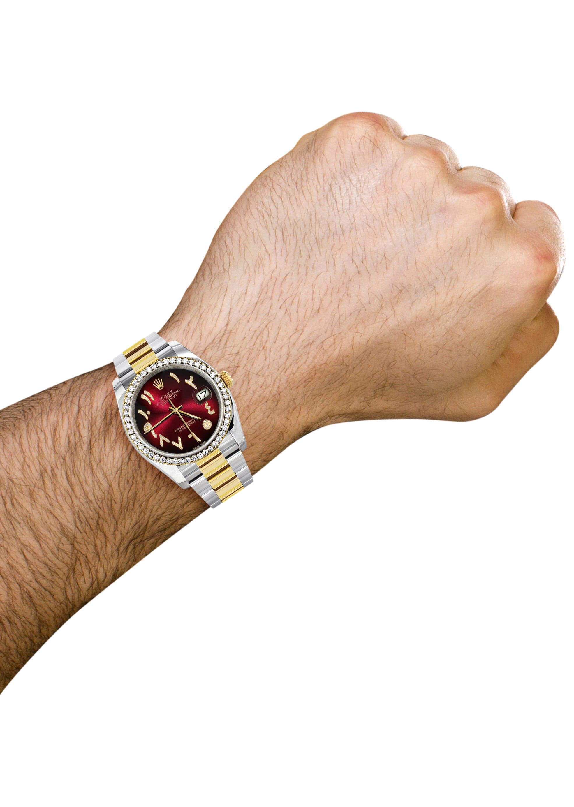 116233 | Gold & Steel Rolex Datejust Watch | 36Mm | Red Black Arabic Diamond Dial | Oyster Band - Image 4
