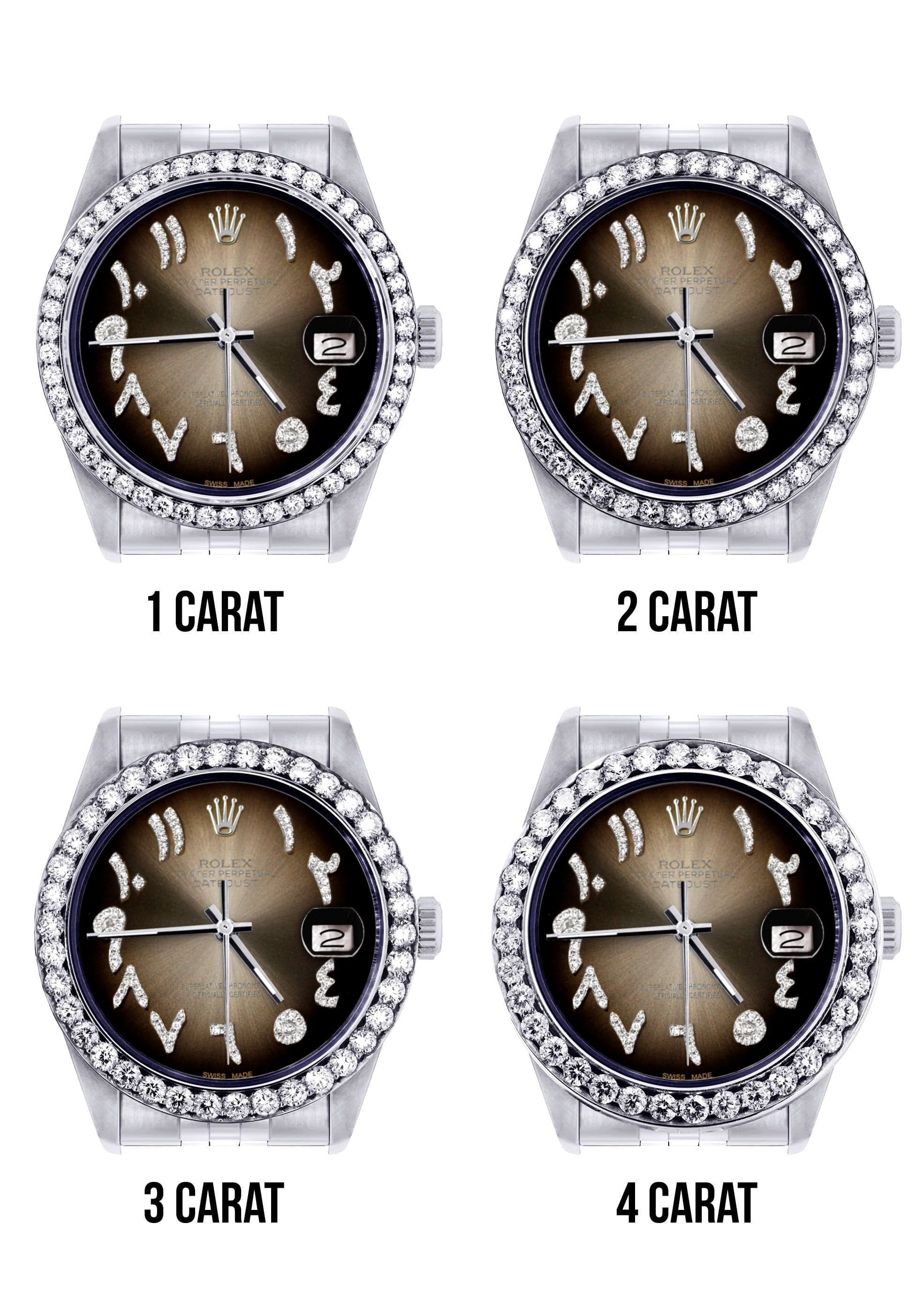 116200 | Hidden Clasp | Diamond Rolex Datejust Watch | 36Mm | Brown Arabic Diamond Dial | Jubilee Band - Image 6