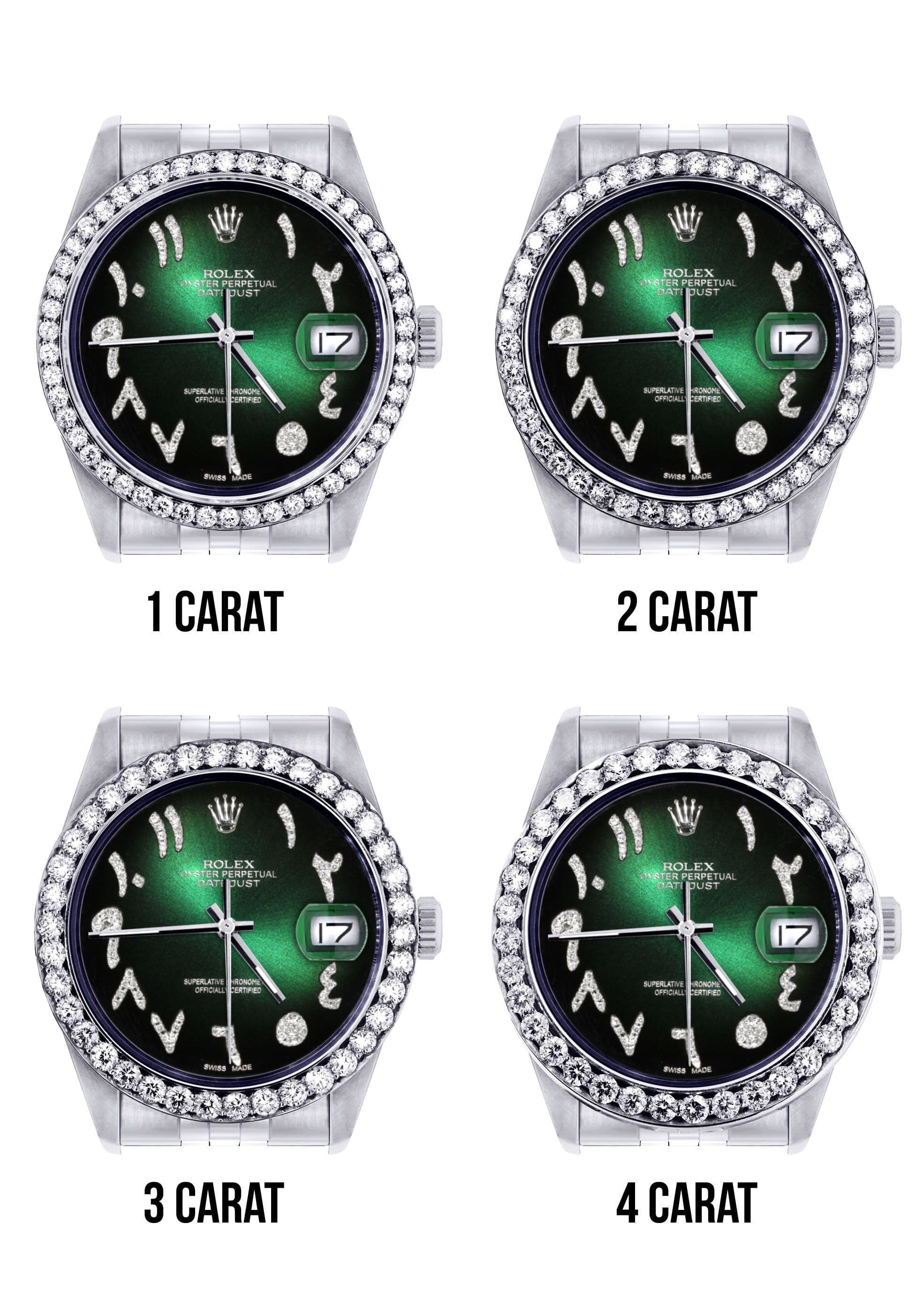 116200 | Hidden Clasp | Diamond Rolex Datejust Watch | 36Mm | Green Black Arabic Diamond Dial | Jubilee Band - Image 5