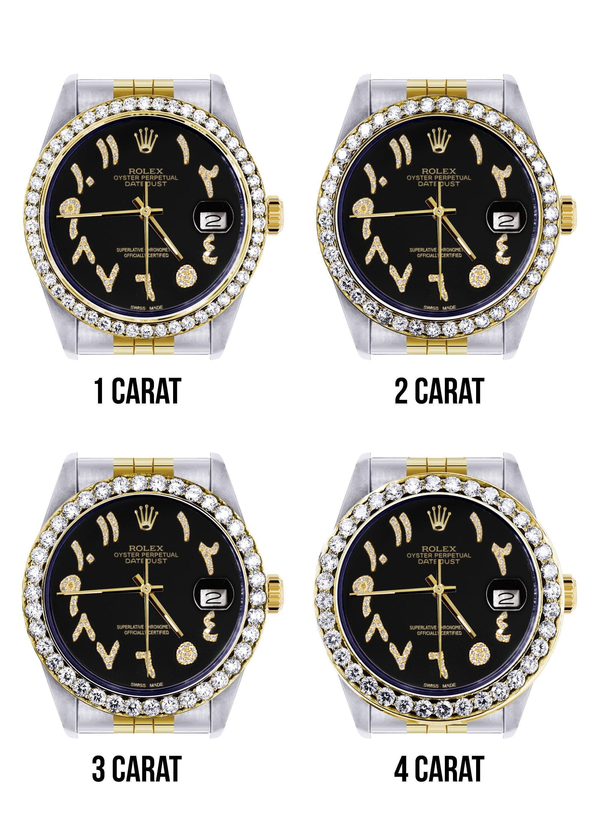 116233 | Hidden Clasp | Gold & Steel Rolex Datejust Watch | 36Mm | Black Arabic Diamond Dial | Jubilee Band - Image 4
