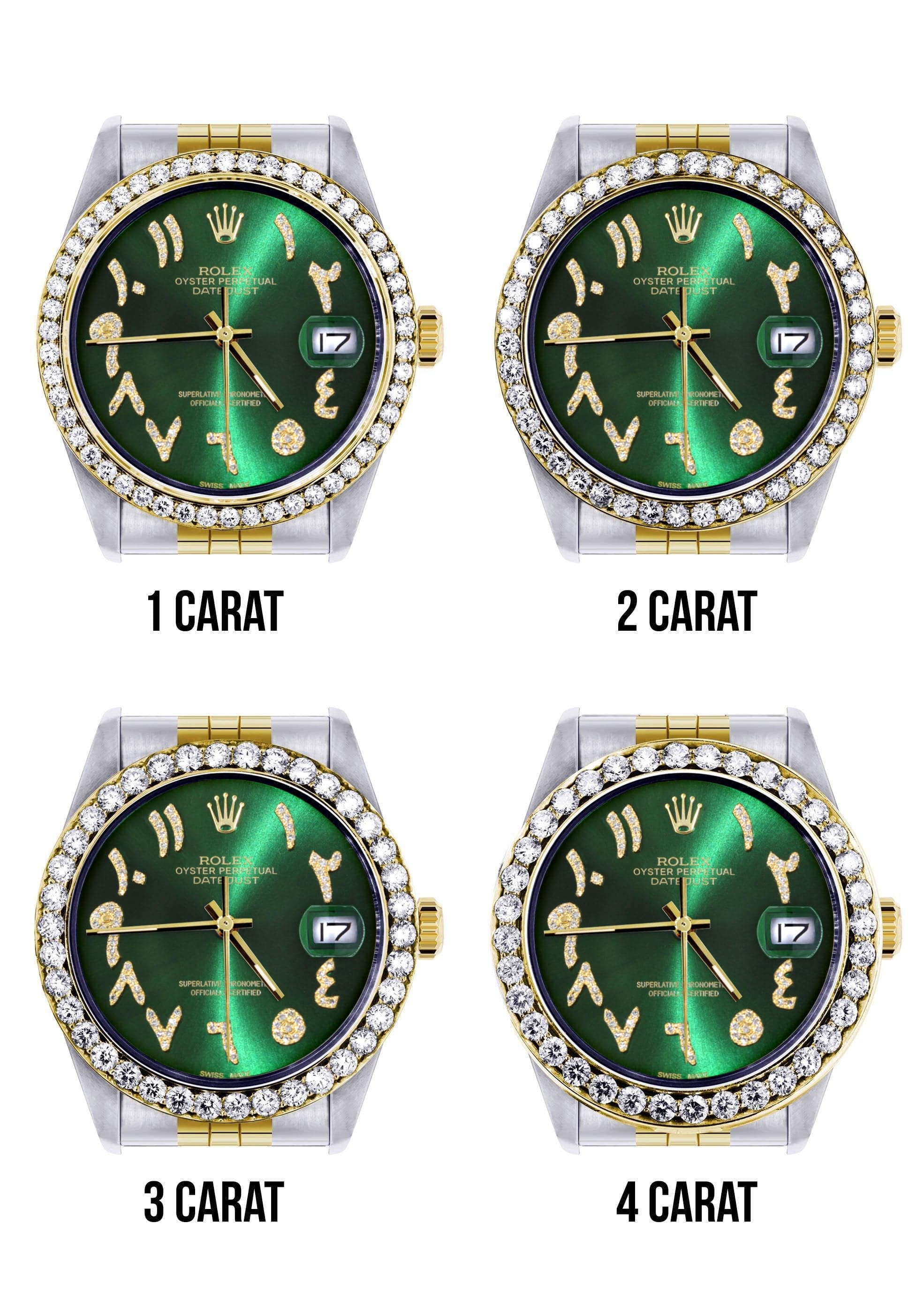 116233 | Hidden Clasp | Gold & Steel Rolex Datejust Watch | 36Mm | Green Arabic Diamond Dial | Jubilee Band - Image 6