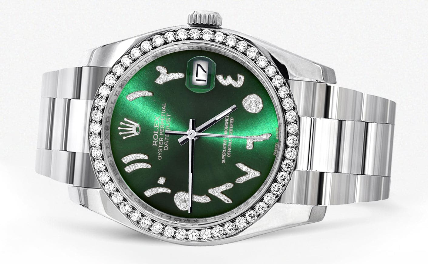 116200 | Rolex Datejust Watch | 36Mm | Green Arabic Diamond Dial | Oyster Band - Image 2