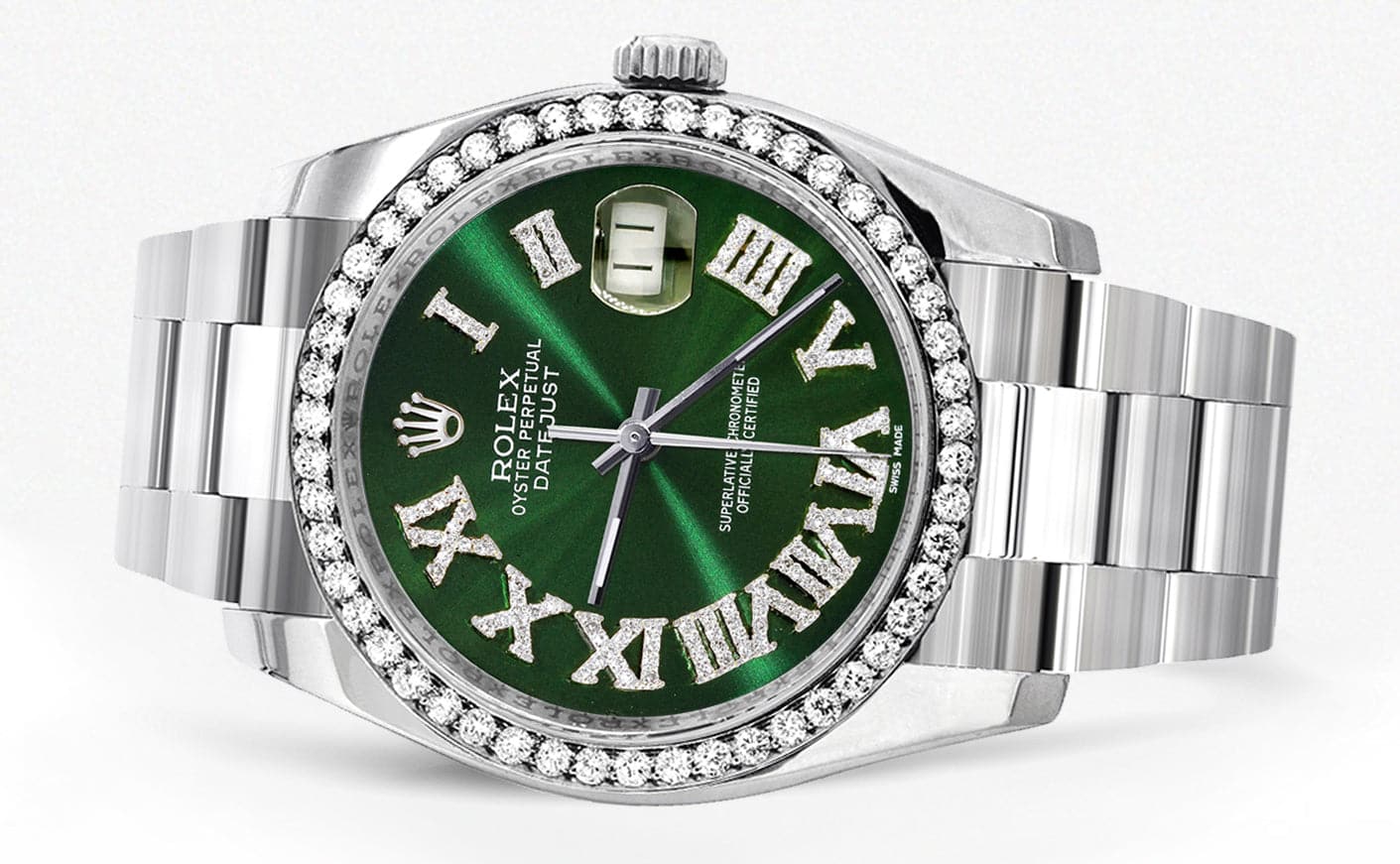 116200 | Rolex Datejust Watch | 36Mm | Green Roman Diamond Dial | Oyster Band - Image 2