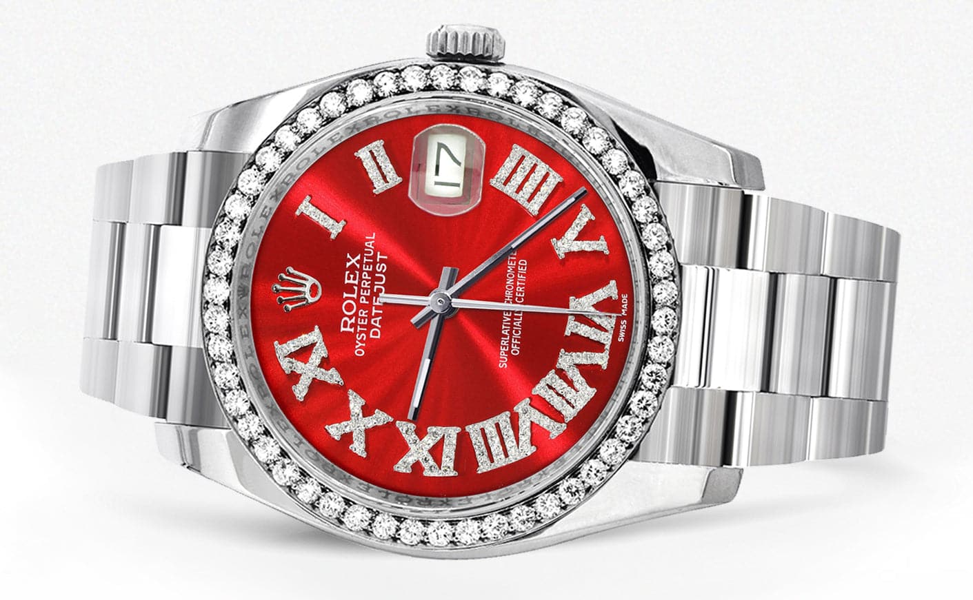 116200 | Rolex Datejust Watch | 36Mm | Red Roman Dial | Oyster Band - Image 2