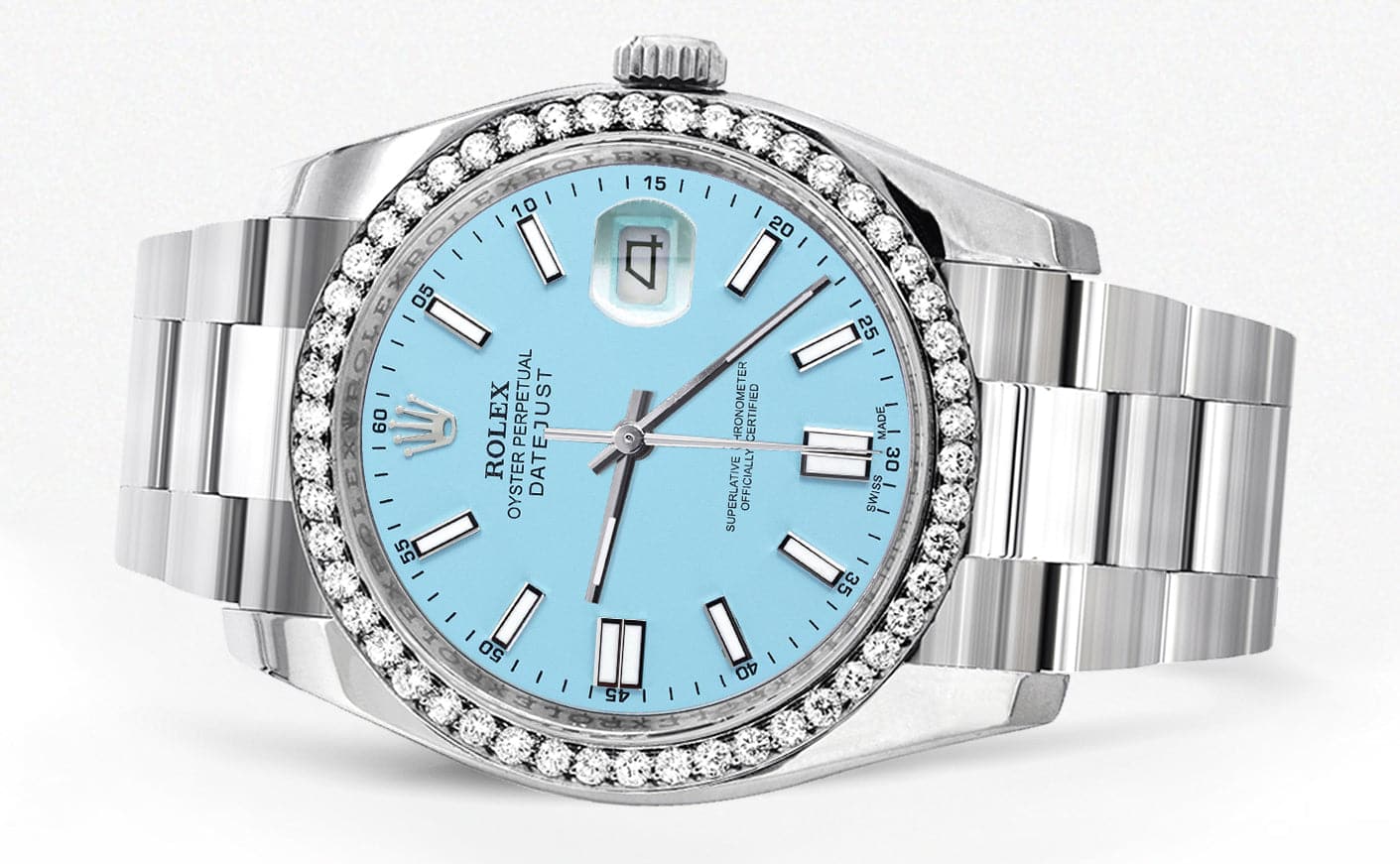 116200 | Rolex Datejust Watch | 36Mm | Tiffany Blue Stick Dial | Oyster Band - Image 2