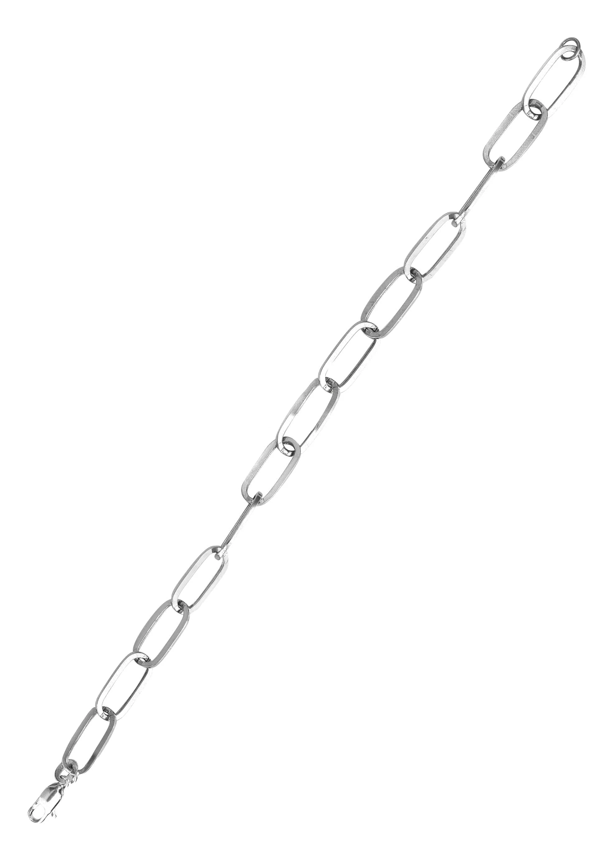 Semi Solid  Paper Clip White Gold Bracelet 10K & 14K - Image 2