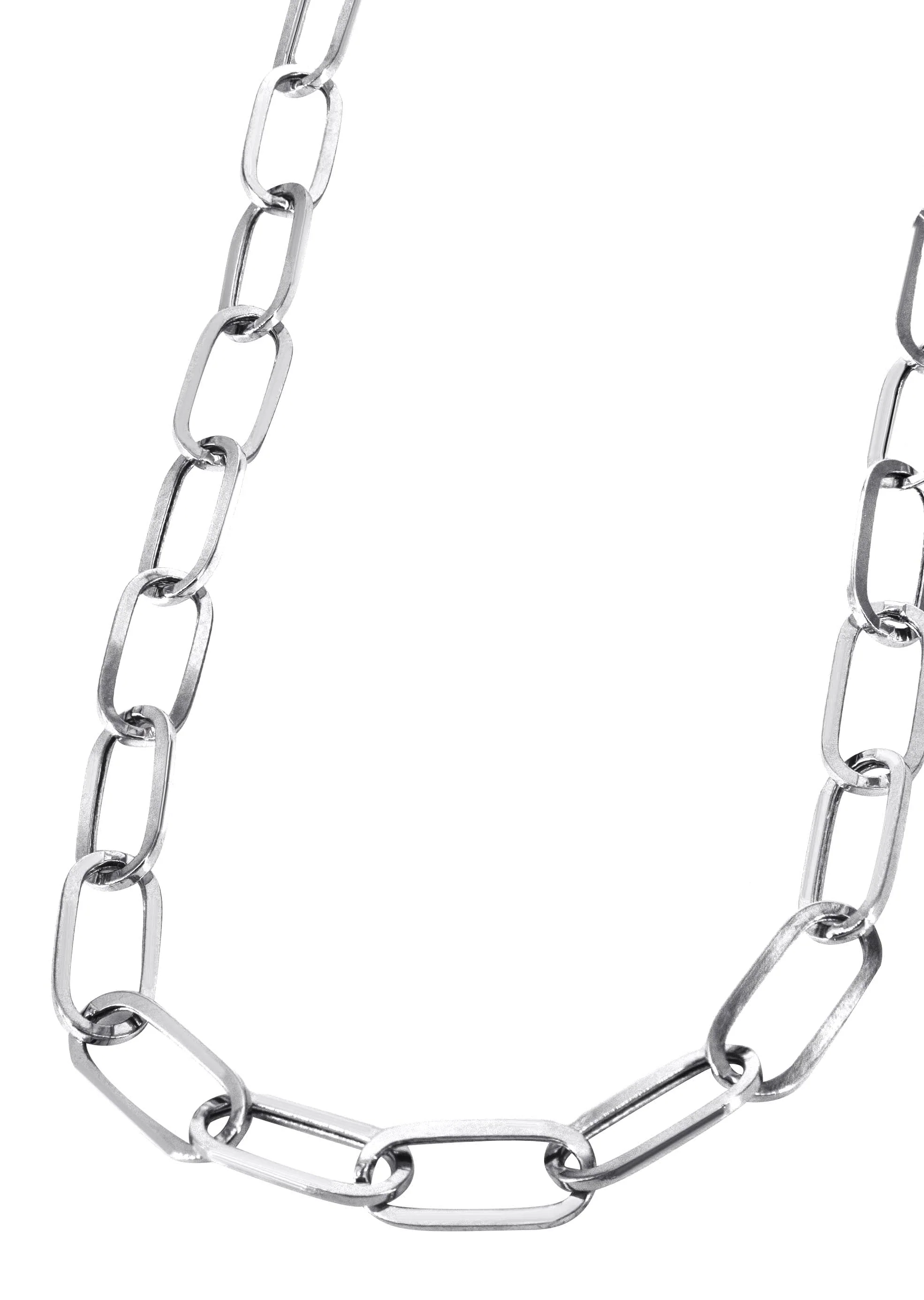 Semi Solid  Paper Clip White Gold Chain 10K & 14K