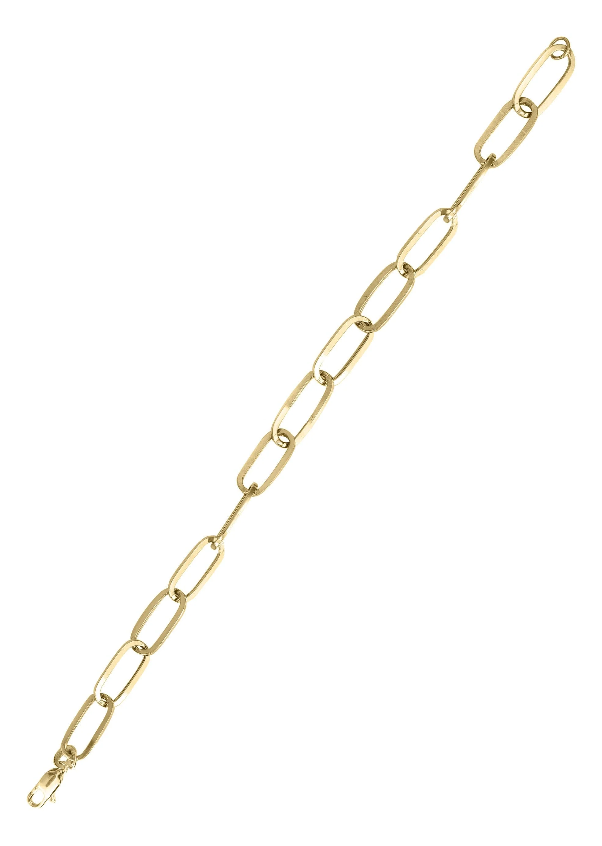 Semi Solid  Paper Clip Yellow Gold Bracelet 10K & 14K - Image 3