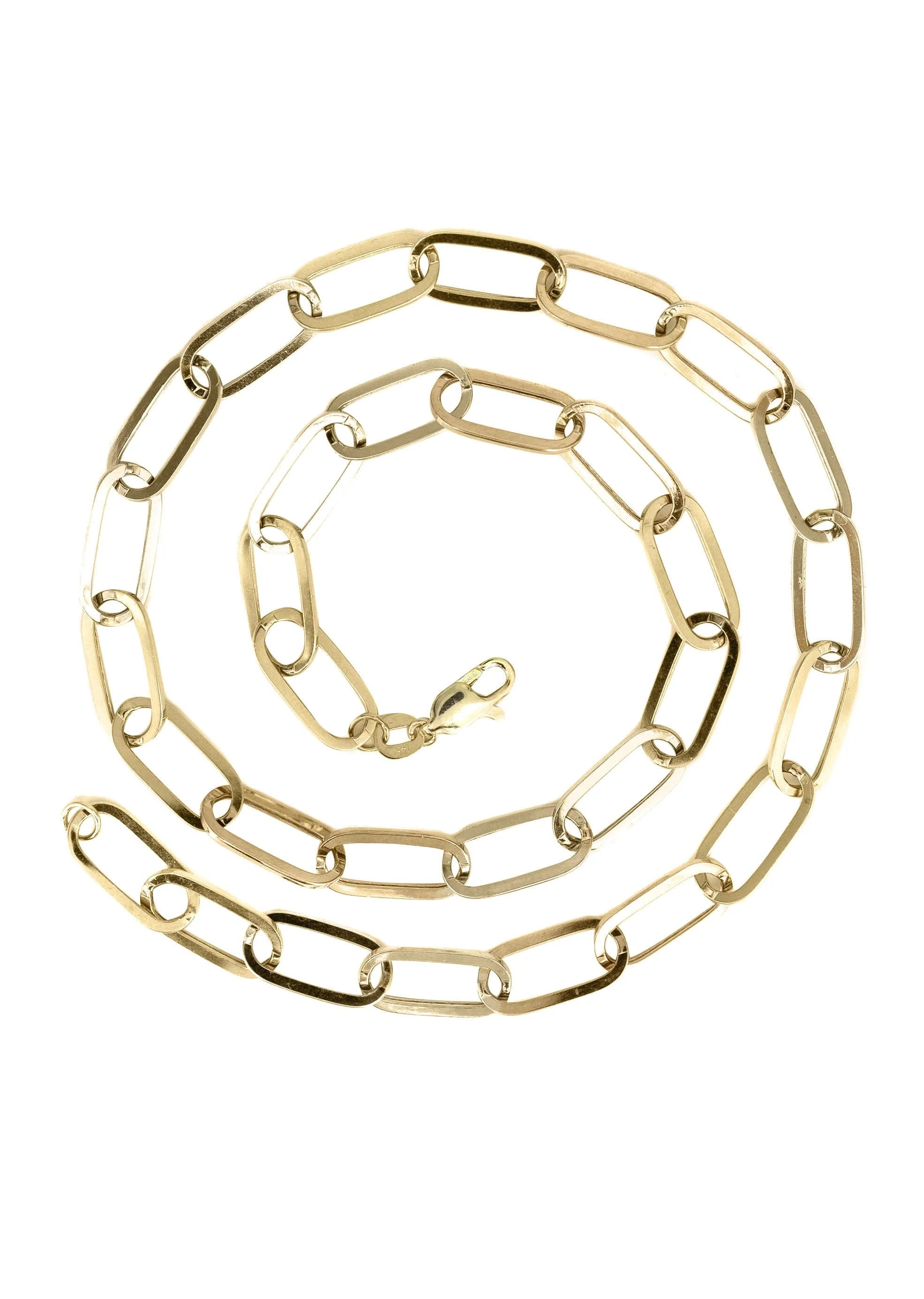 Semi Solid  Paper Clip Yellow Gold Chain 10K & 14K - Image 3