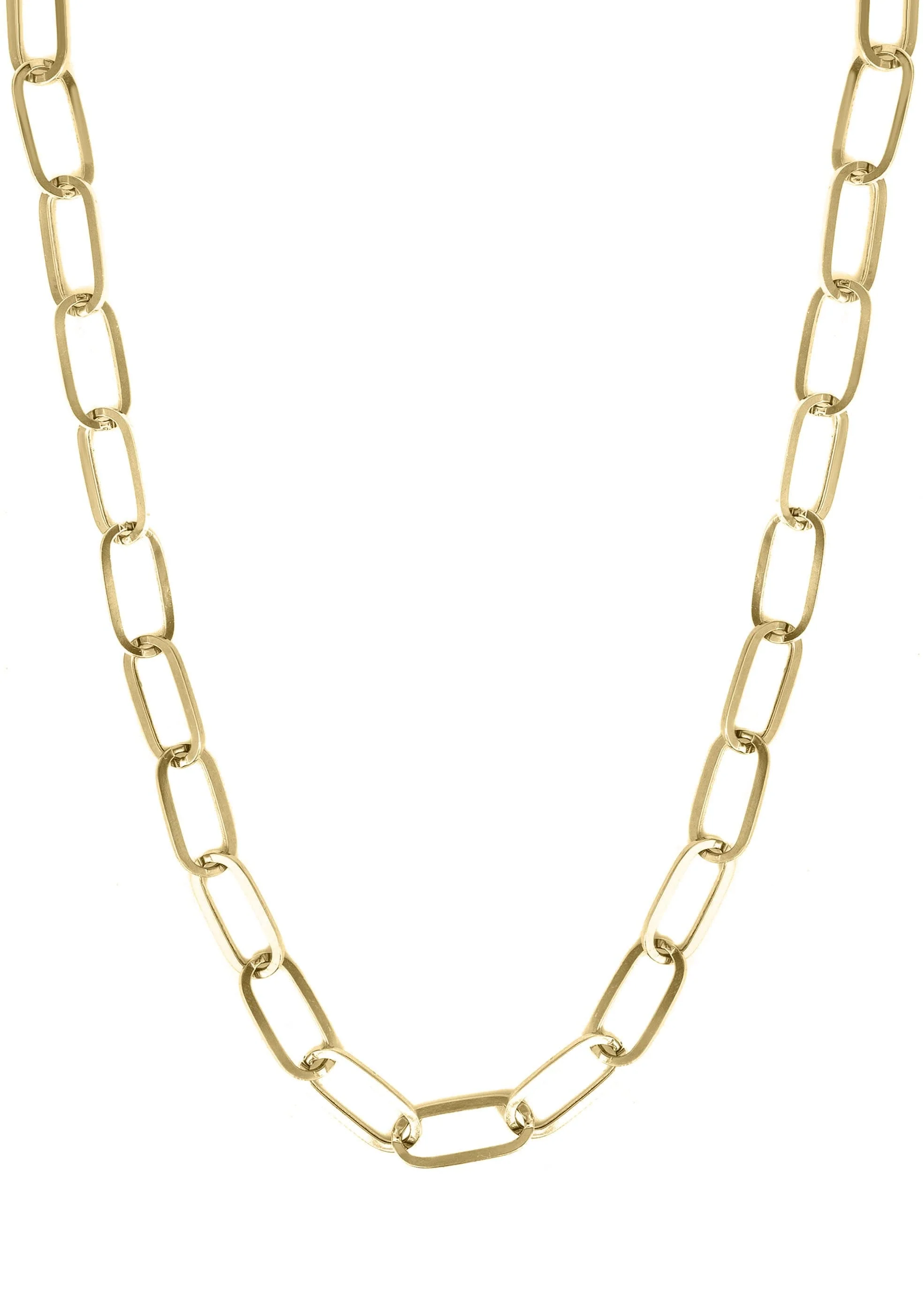 Semi Solid  Paper Clip Yellow Gold Chain 10K & 14K - Image 4