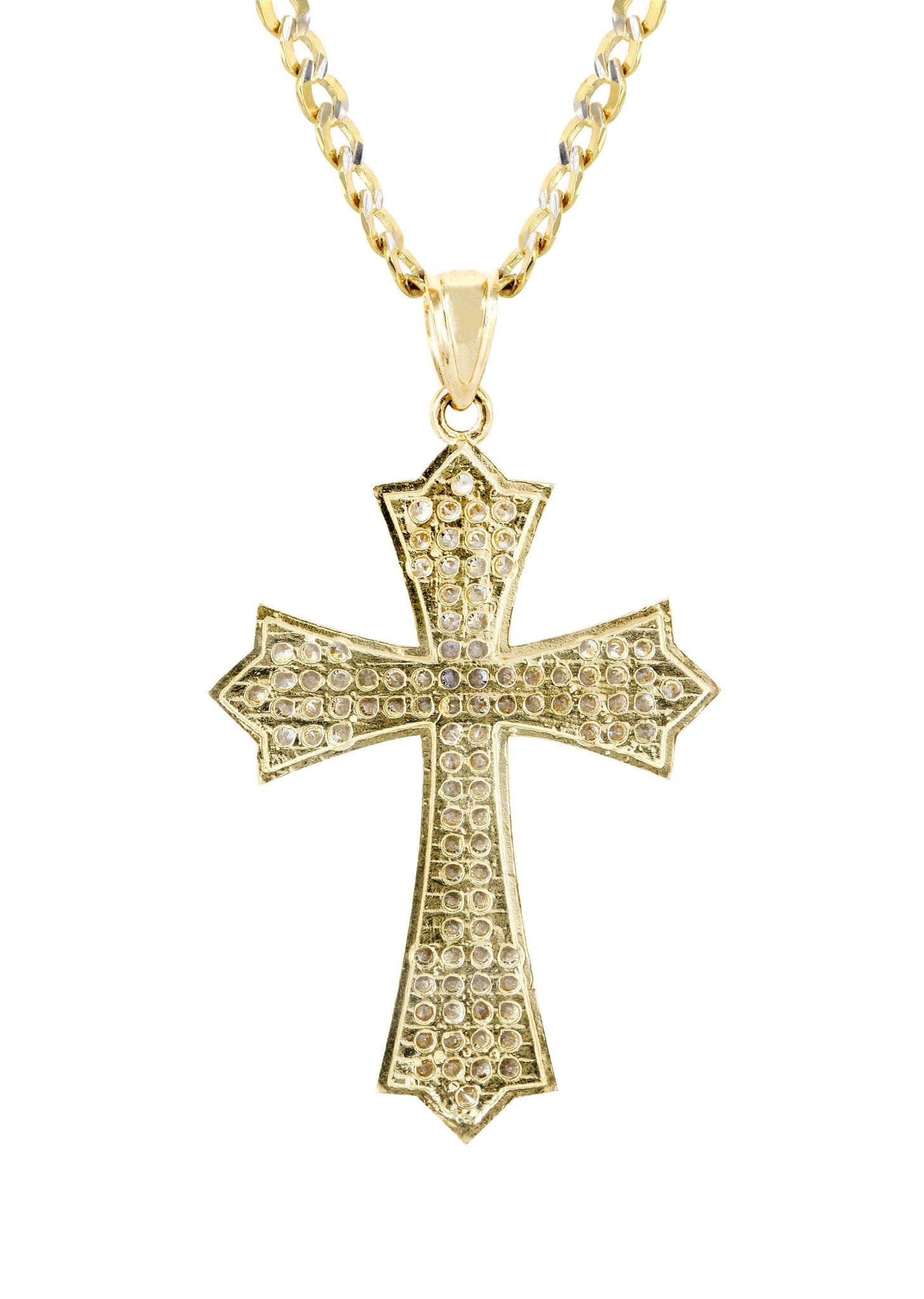 10K Yellow Gold Pave Cross Necklace | Appx. 9.4 Grams - Image 3