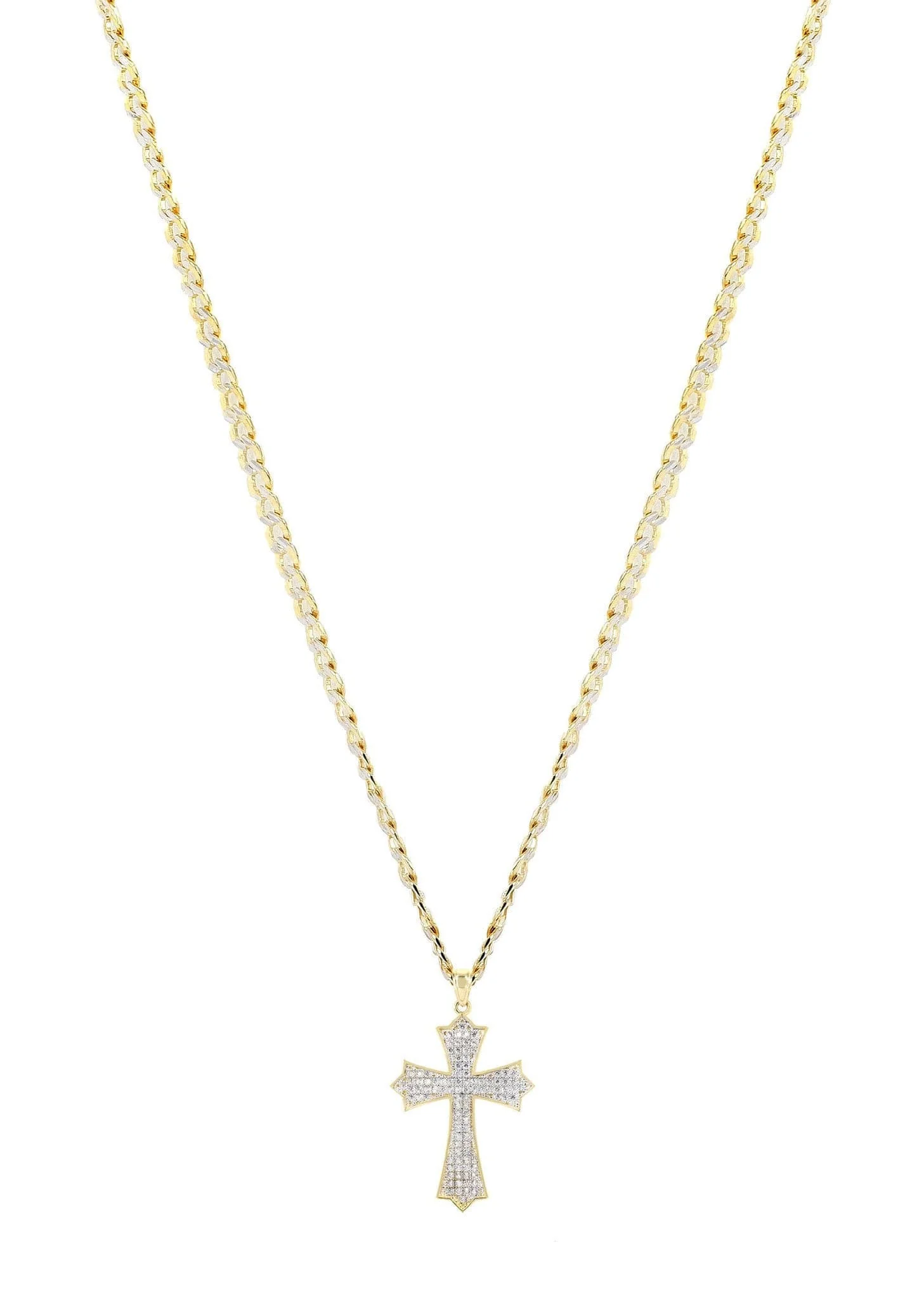 10K Yellow Gold Pave Cross Necklace | Appx. 9.4 Grams - Image 5