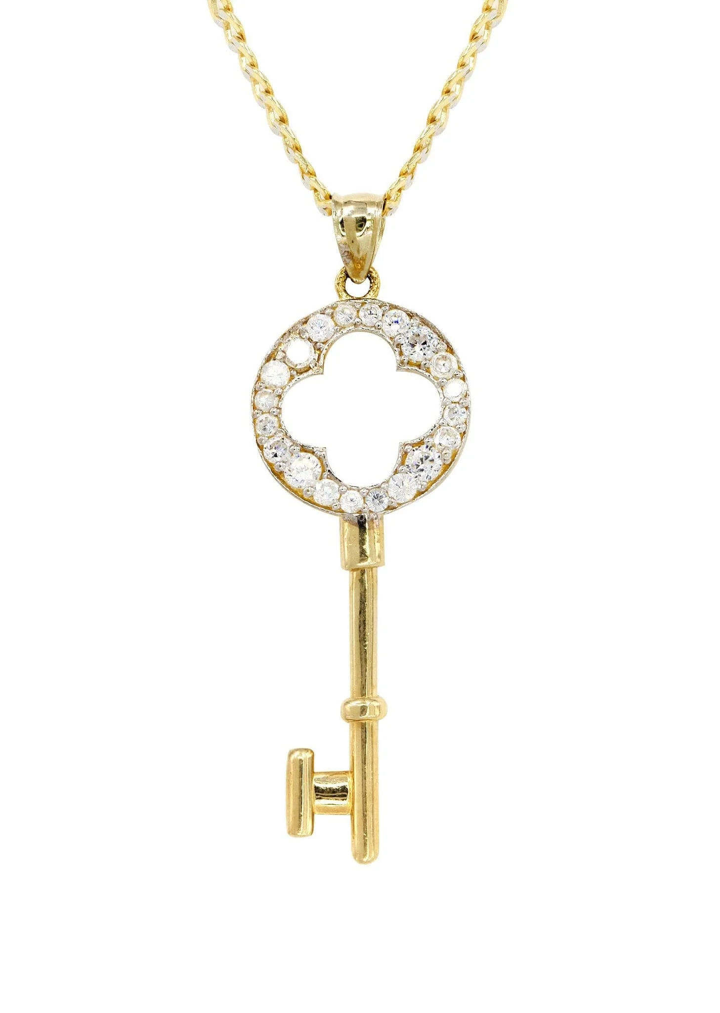 10K Yellow Gold Pave   Key Necklace | Appx. 8.5 Grams - Image 2
