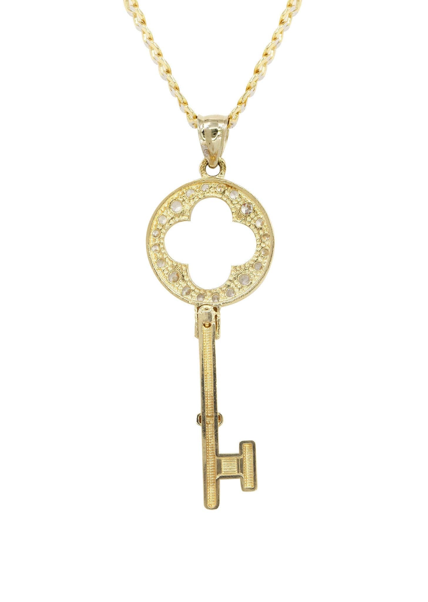 10K Yellow Gold Pave   Key Necklace | Appx. 8.5 Grams - Image 3
