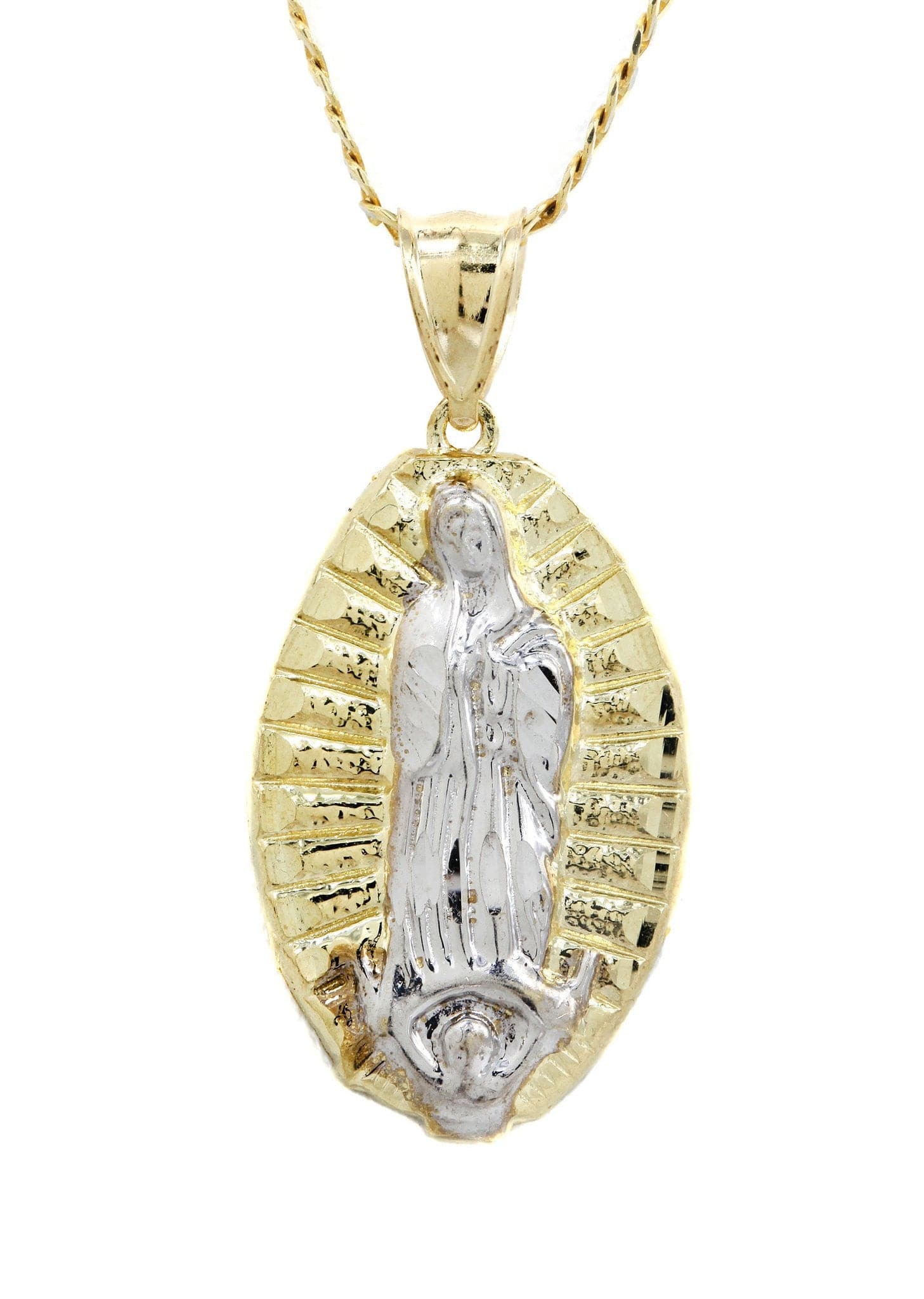 10K Yellow Gold Pave  & Virgin Mary Piece Chain | Appx. 9 Grams - Image 3