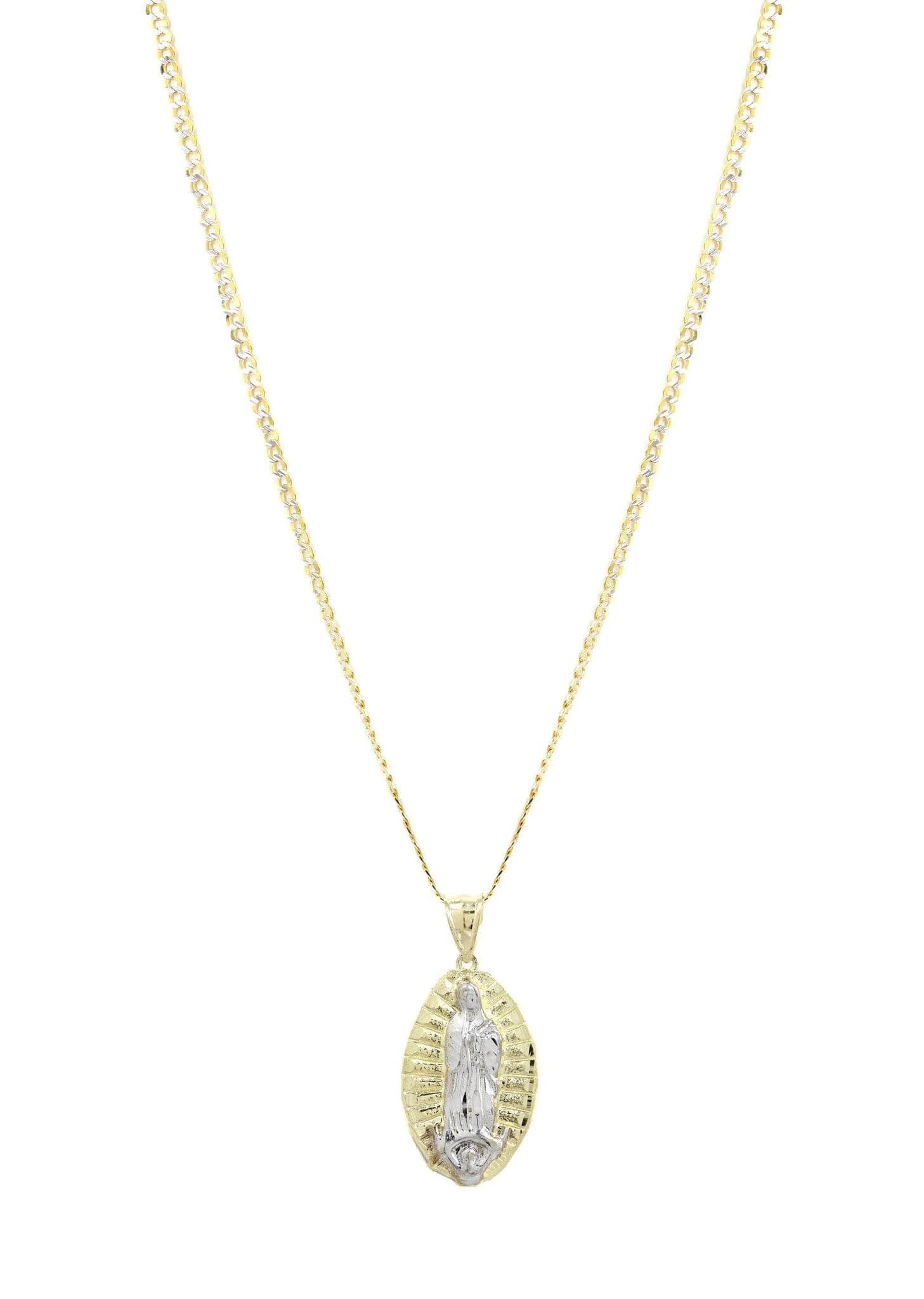 10K Yellow Gold Pave  & Virgin Mary Piece Chain | Appx. 9 Grams - Image 5