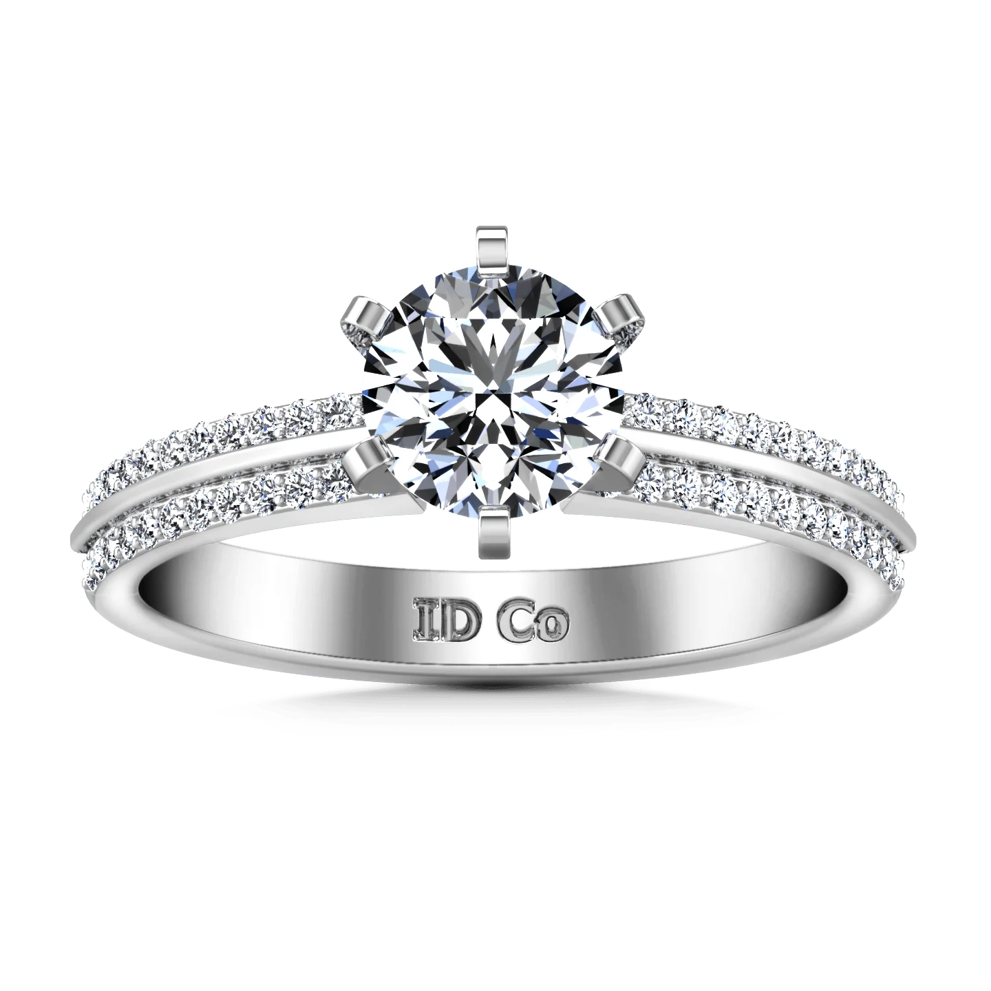 Round Diamond Pave Engagement Ring Amanda 14K White Gold