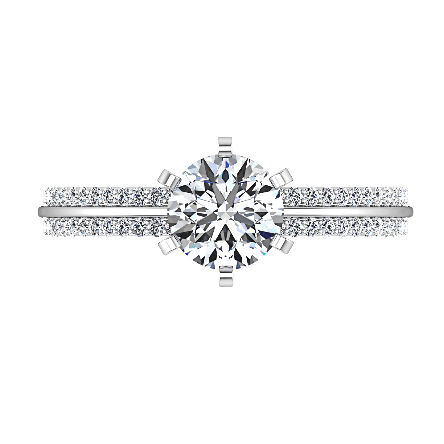 Round Diamond Pave Engagement Ring Amanda 14K White Gold - Image 3