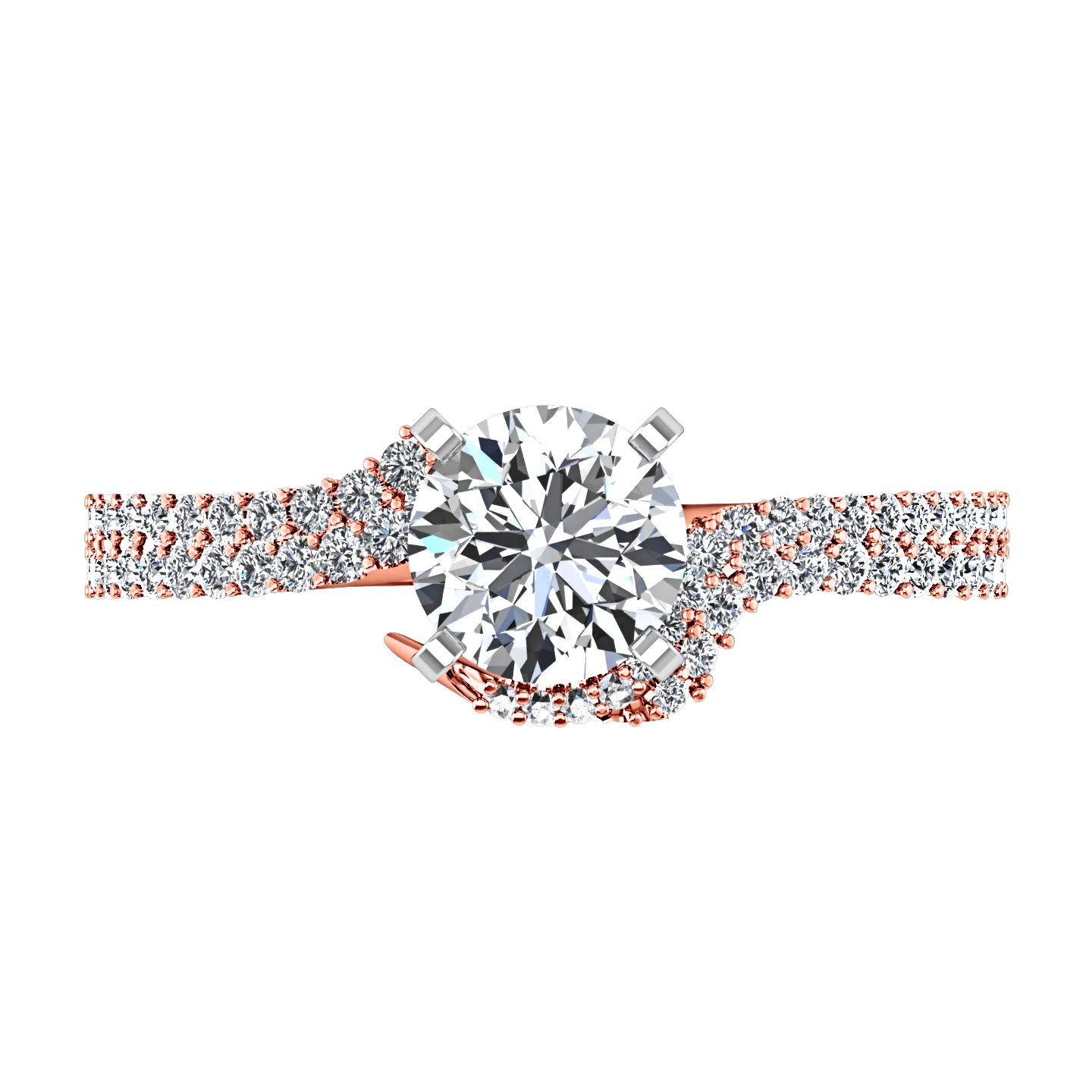 Pave Diamond Engagement Ring Amber 14K Rose Gold - Image 4