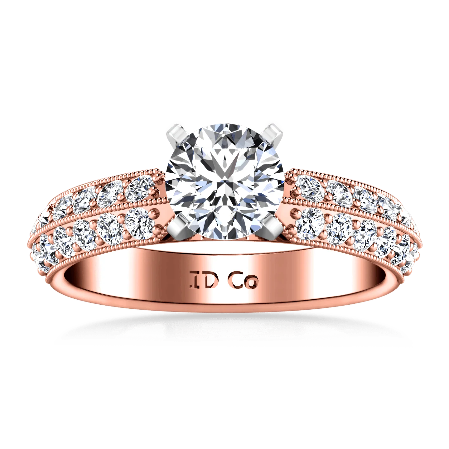 Pave Diamond Engagement Ring Amore 14K Rose Gold